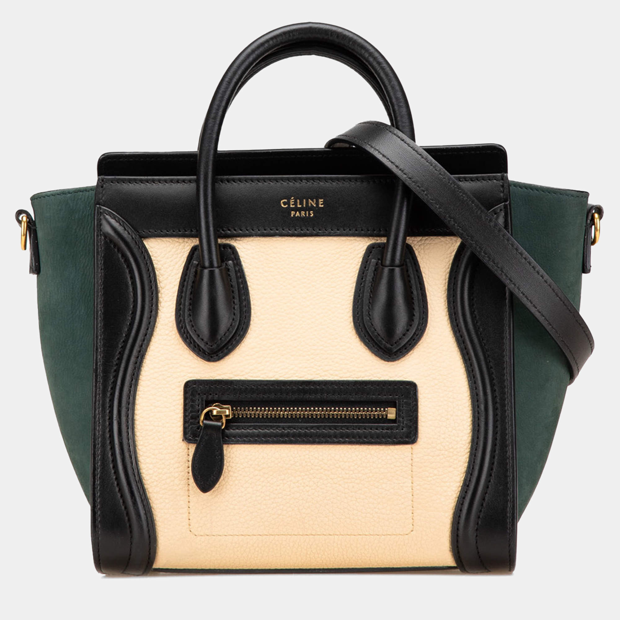 Celine Multicolor Nano Nubuck and Calfskin Luggage Tote