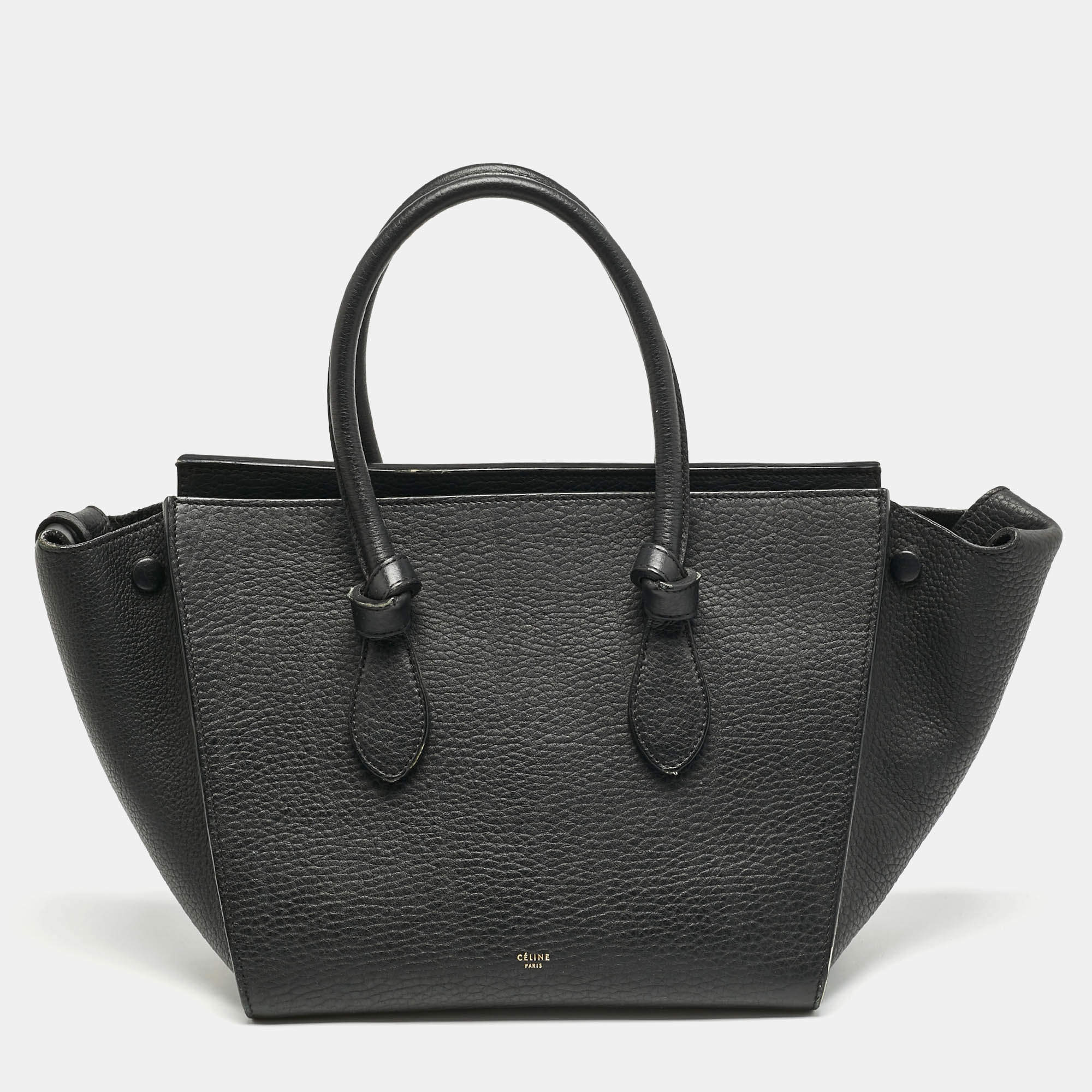 Celine Black Leather Mini Tie Tote