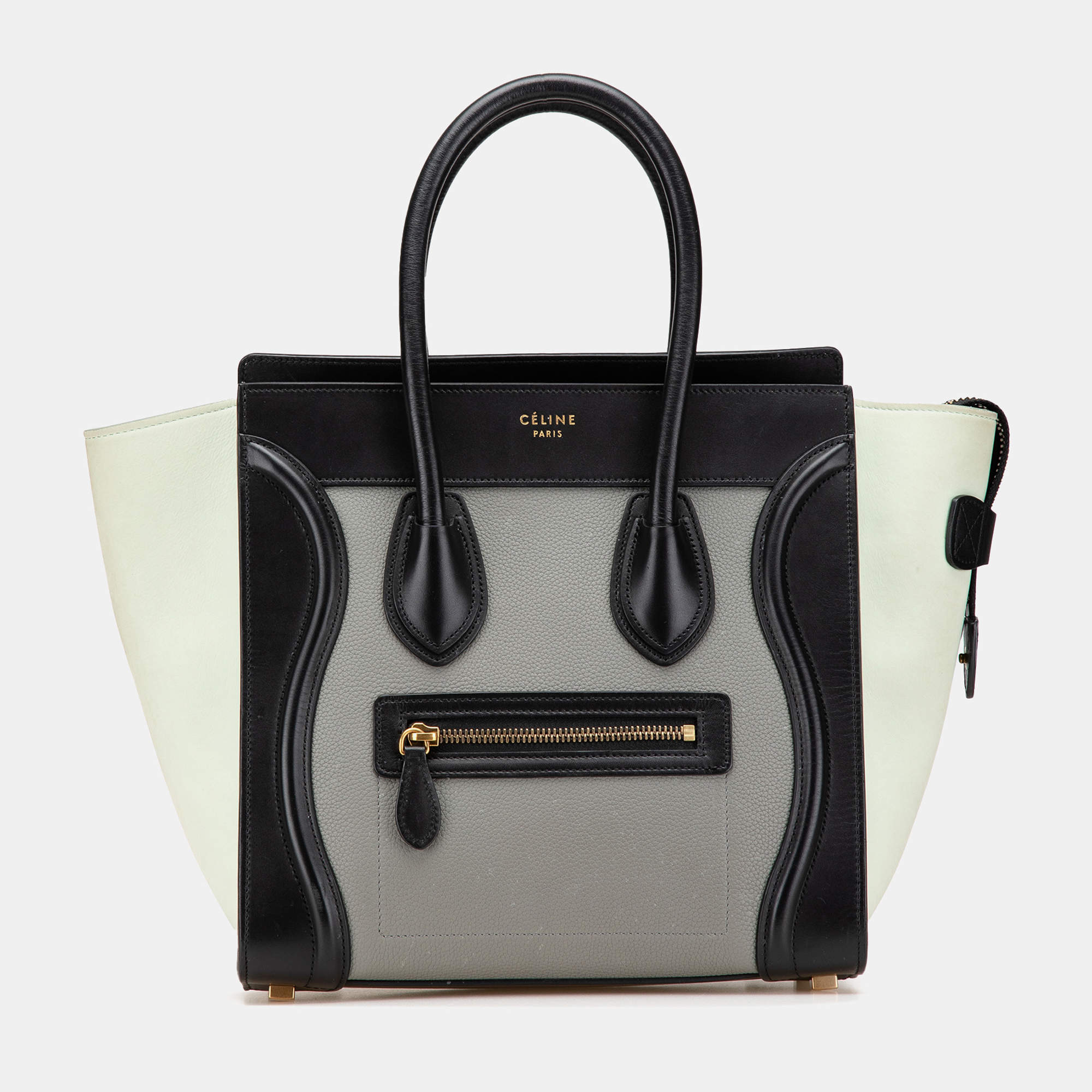 Celine Grey Micro Tricolor Leather Luggage Tote