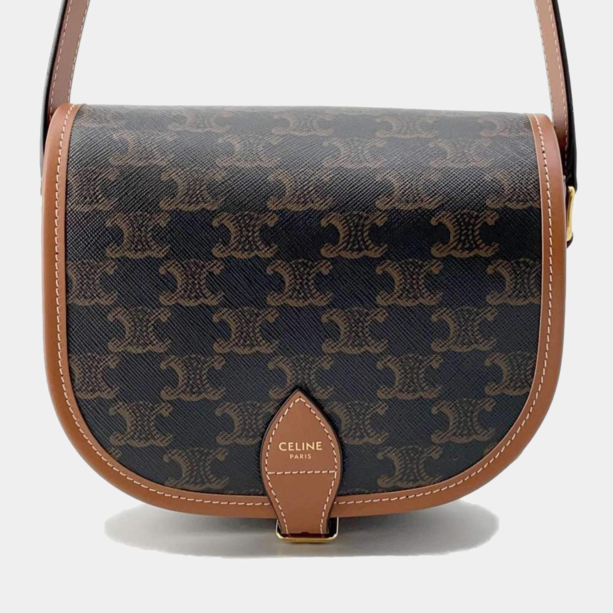 Celine Tan PVC Leather Falco Shoulder Bag Medium