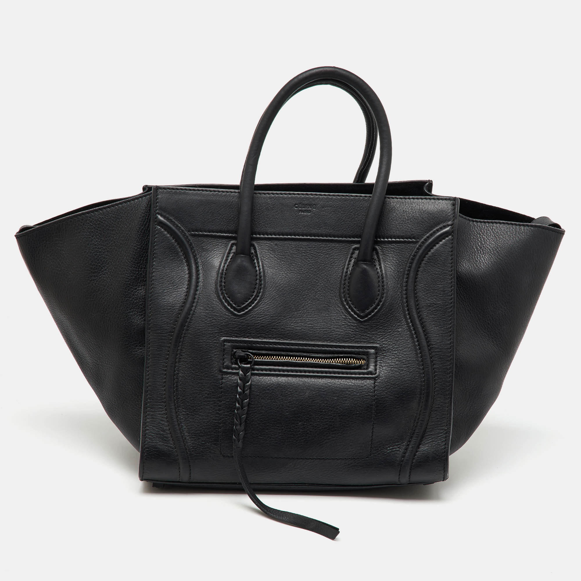 Pre Owned Celine Black Leather Large Phantom Luggage Tote