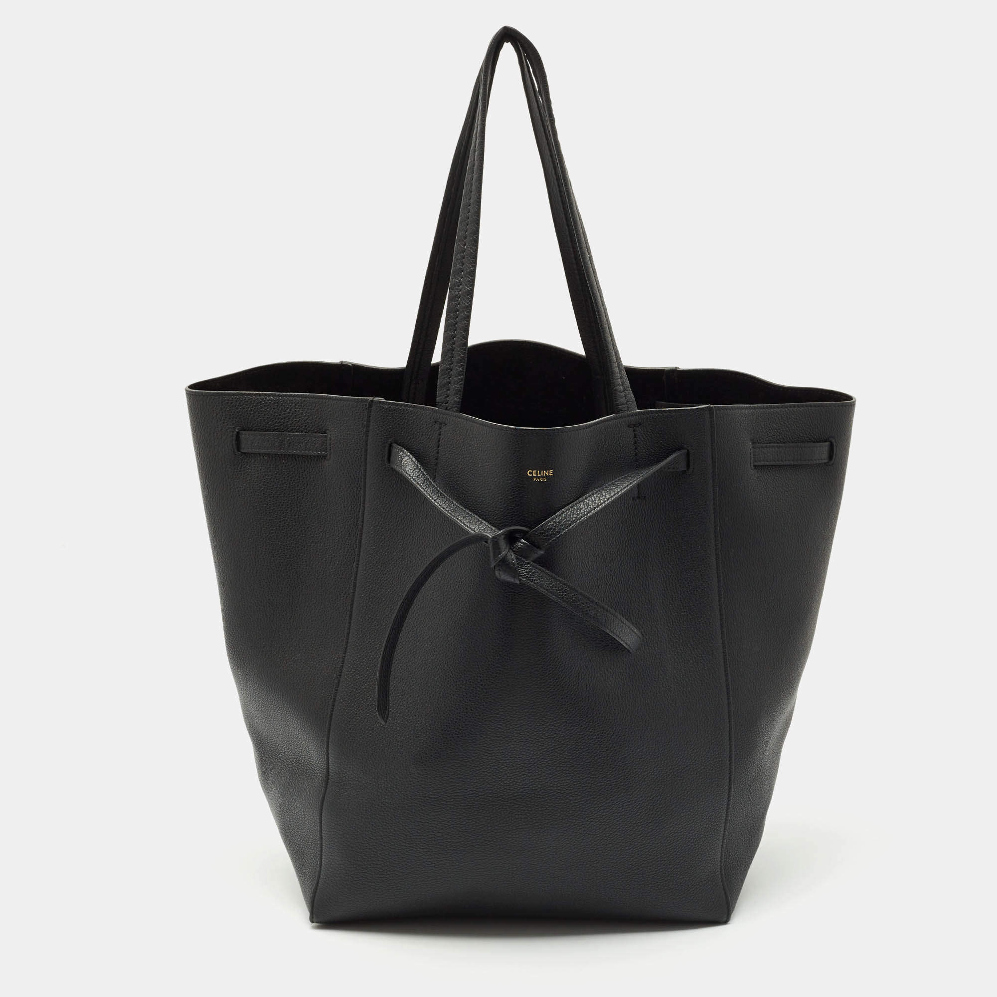 Celine Black Leather Medium Cabas Phantom Tote