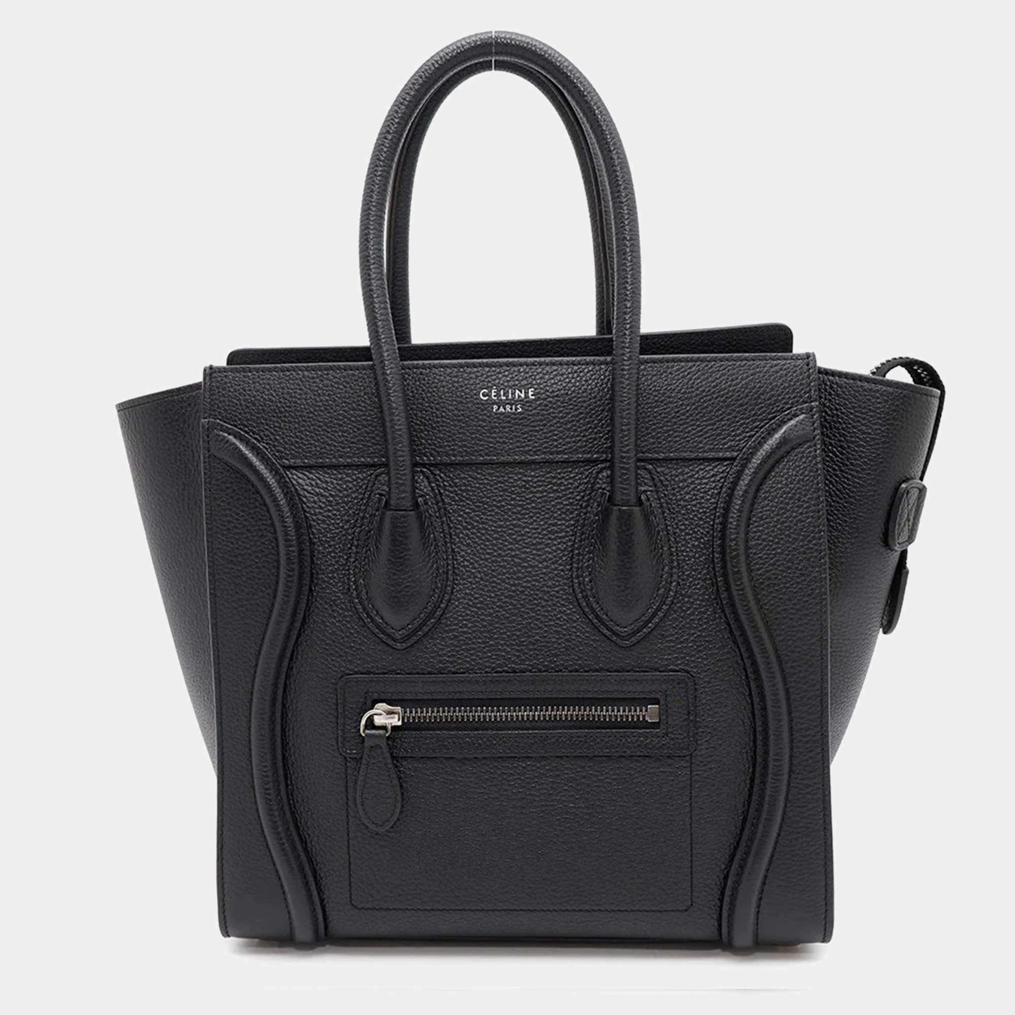 Celine Luggage Shopper Black Leather Size Micro