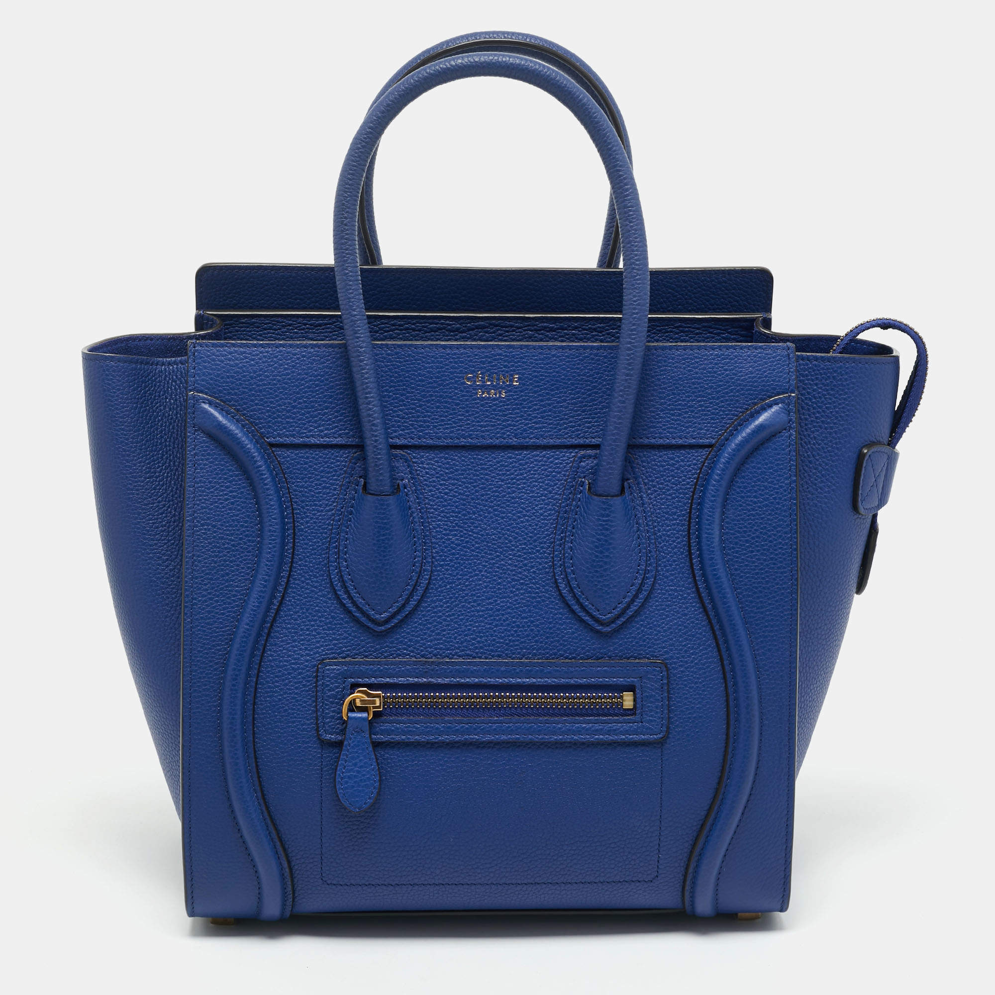 Celine Blue Leather Micro Luggage Tote