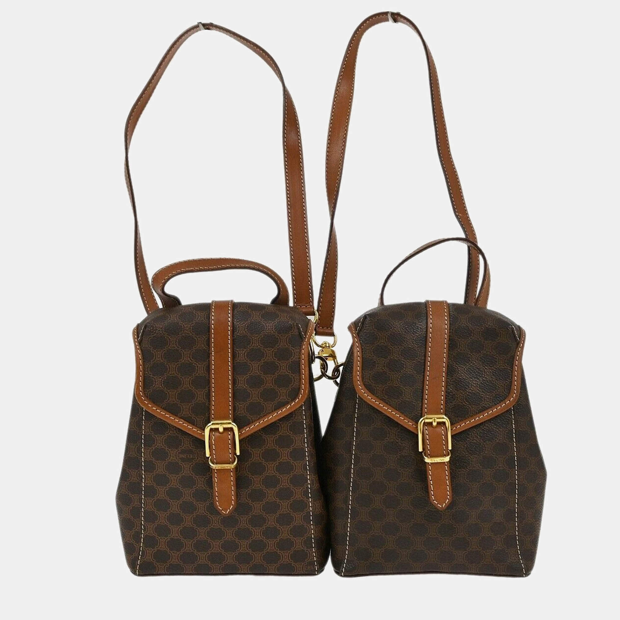 Celine Brown Macadam Twin Backpack