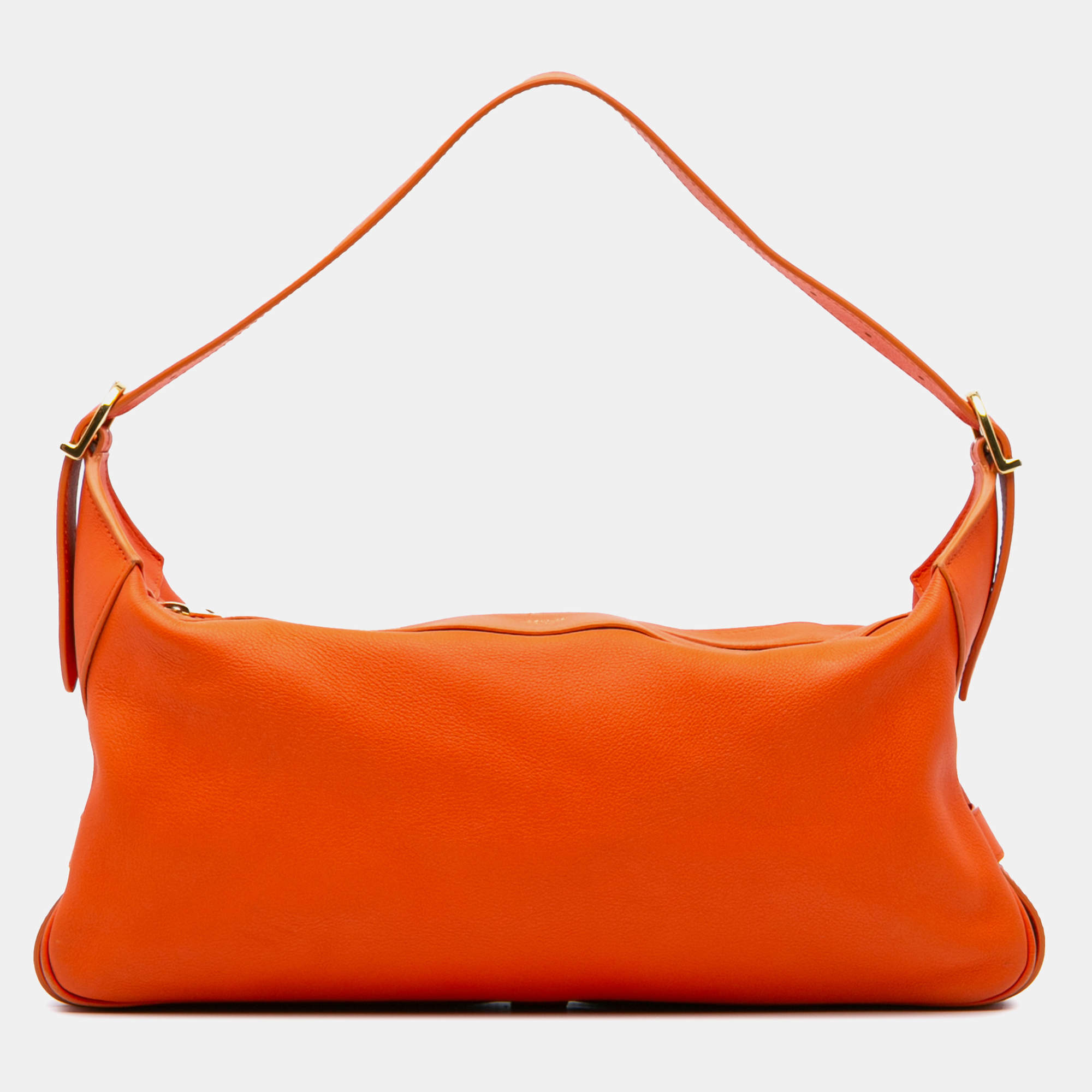 Celine Orange Medium Supple Grained Calfskin Romy Shoulder Bag