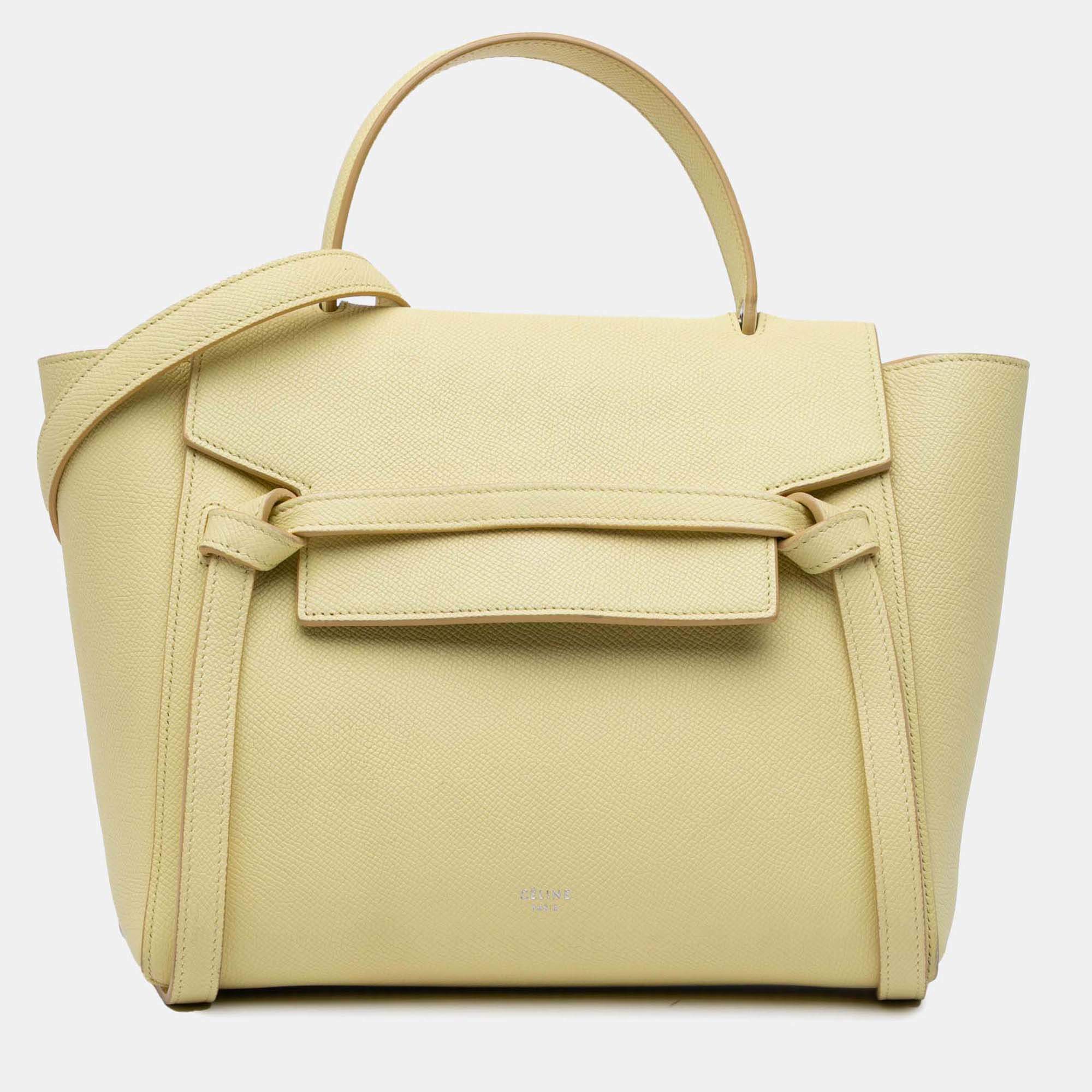 Celine Yellow Micro Grained Calfskin Belt Bag