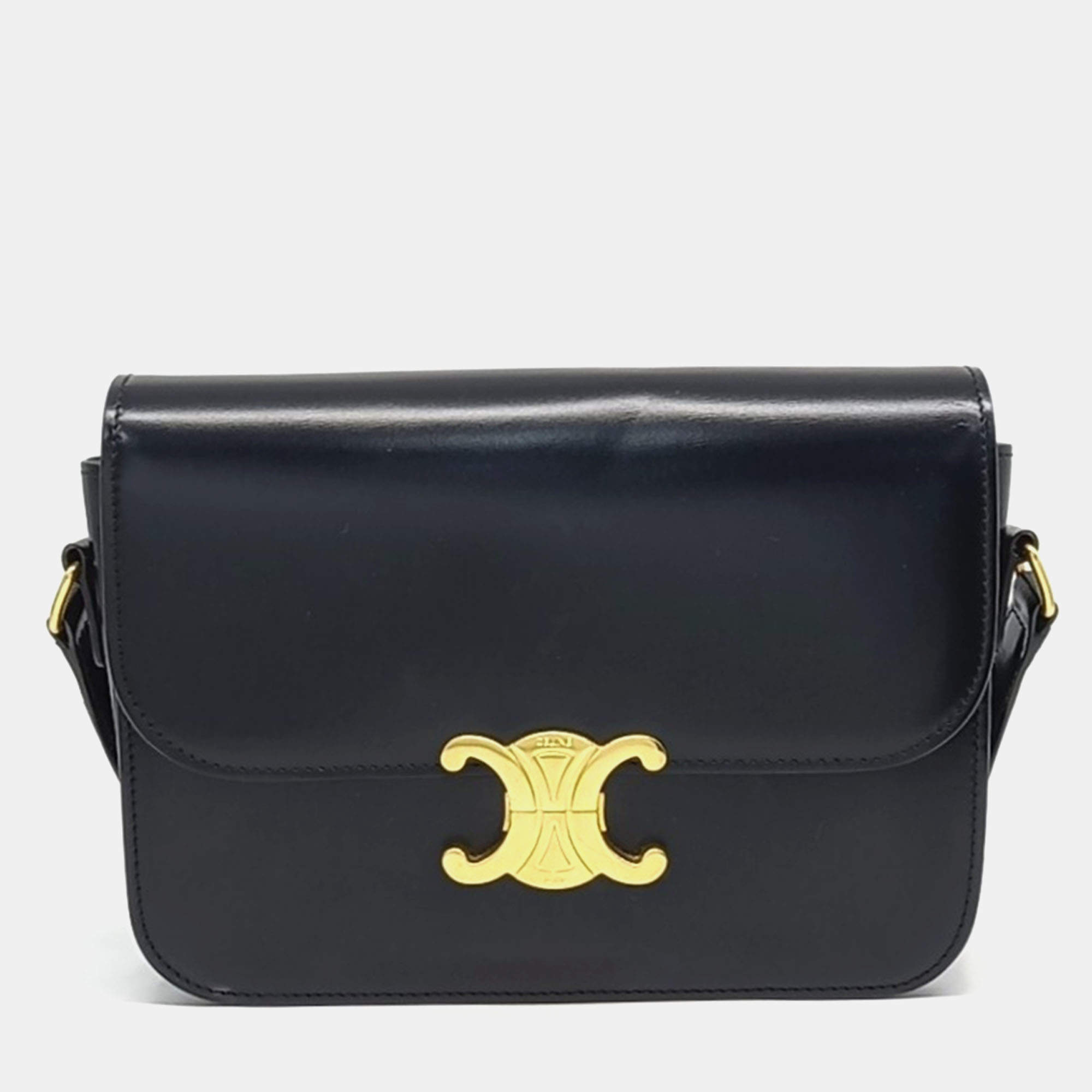Celine Black Leather Triumph Medium Bag