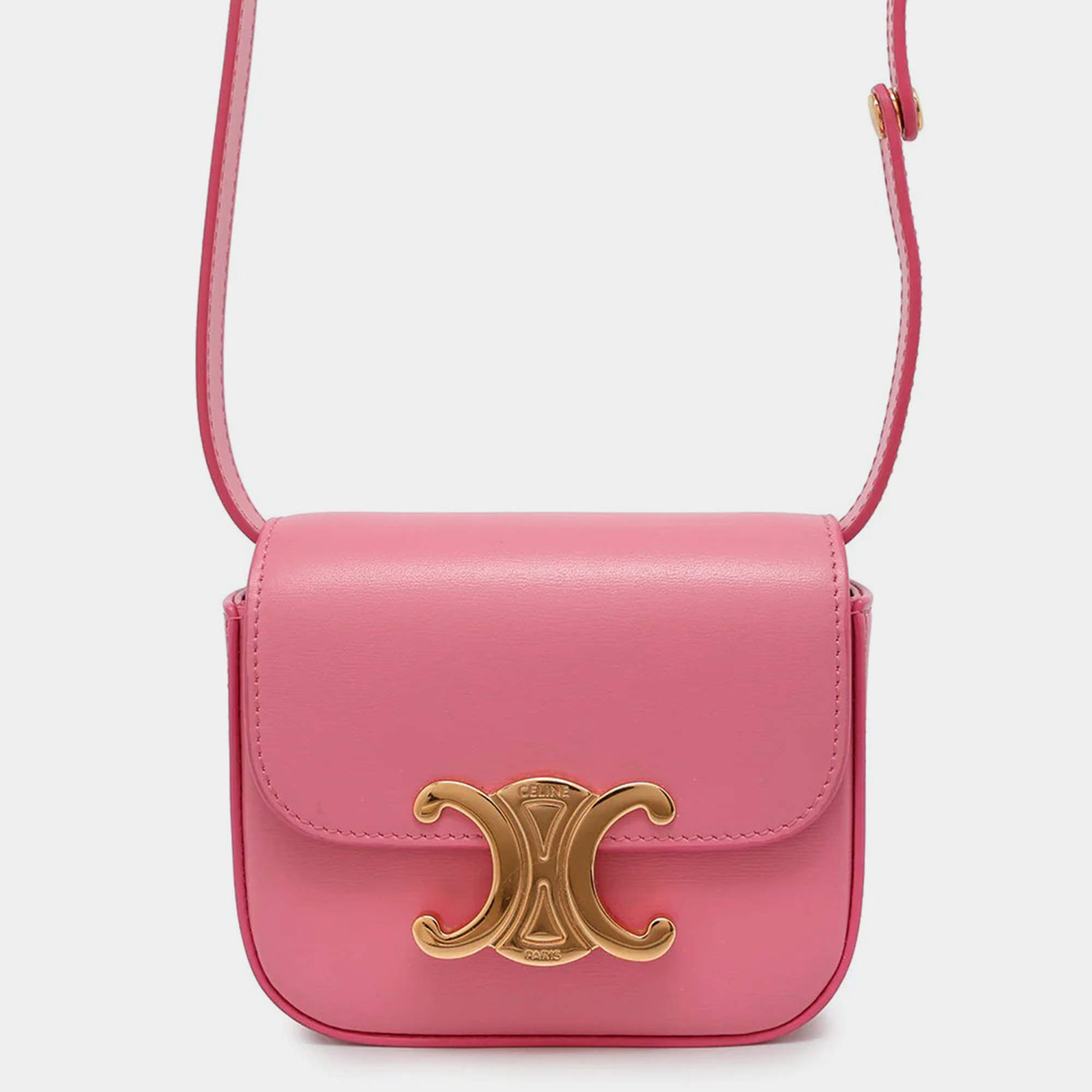 Celine Triomphe Mini Claude Pink Leather Shoulder Bag