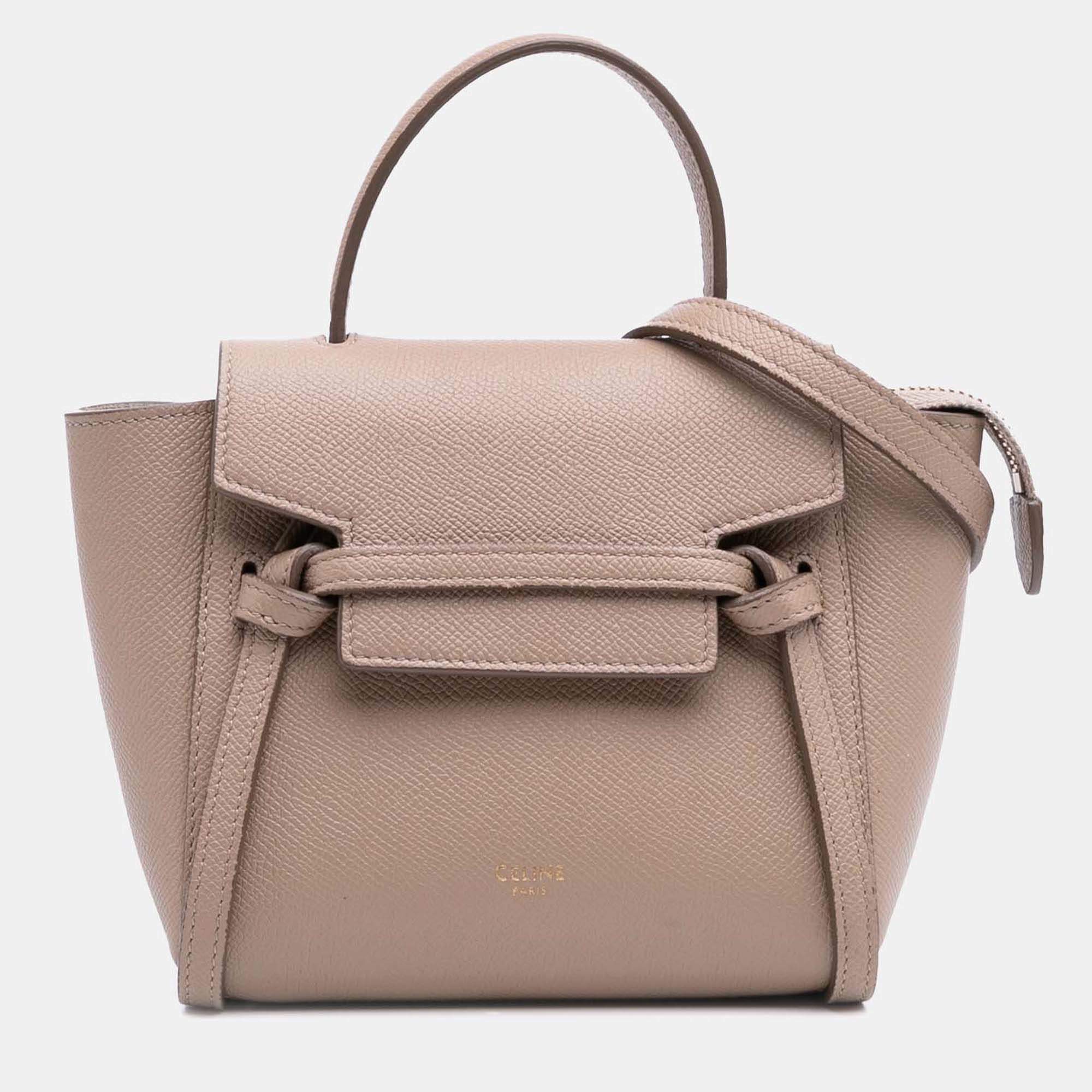 Celine Brown Pico Grained Calfskin Belt Bag
