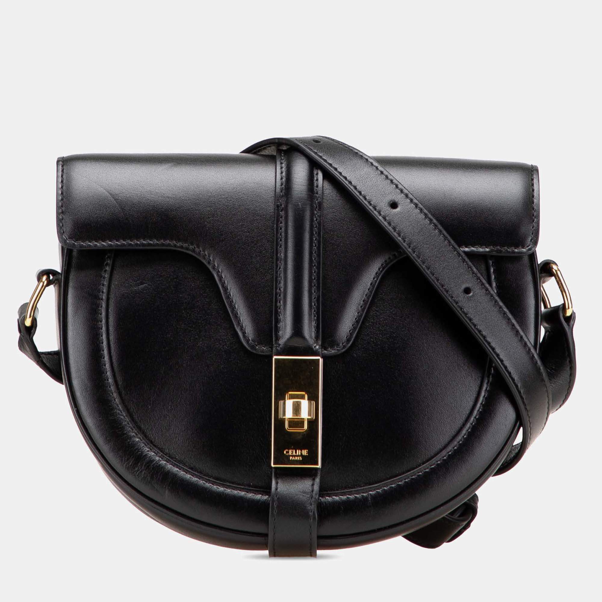 Pre Owned Celine Black Small Calfskin Besace 16 Crossbody