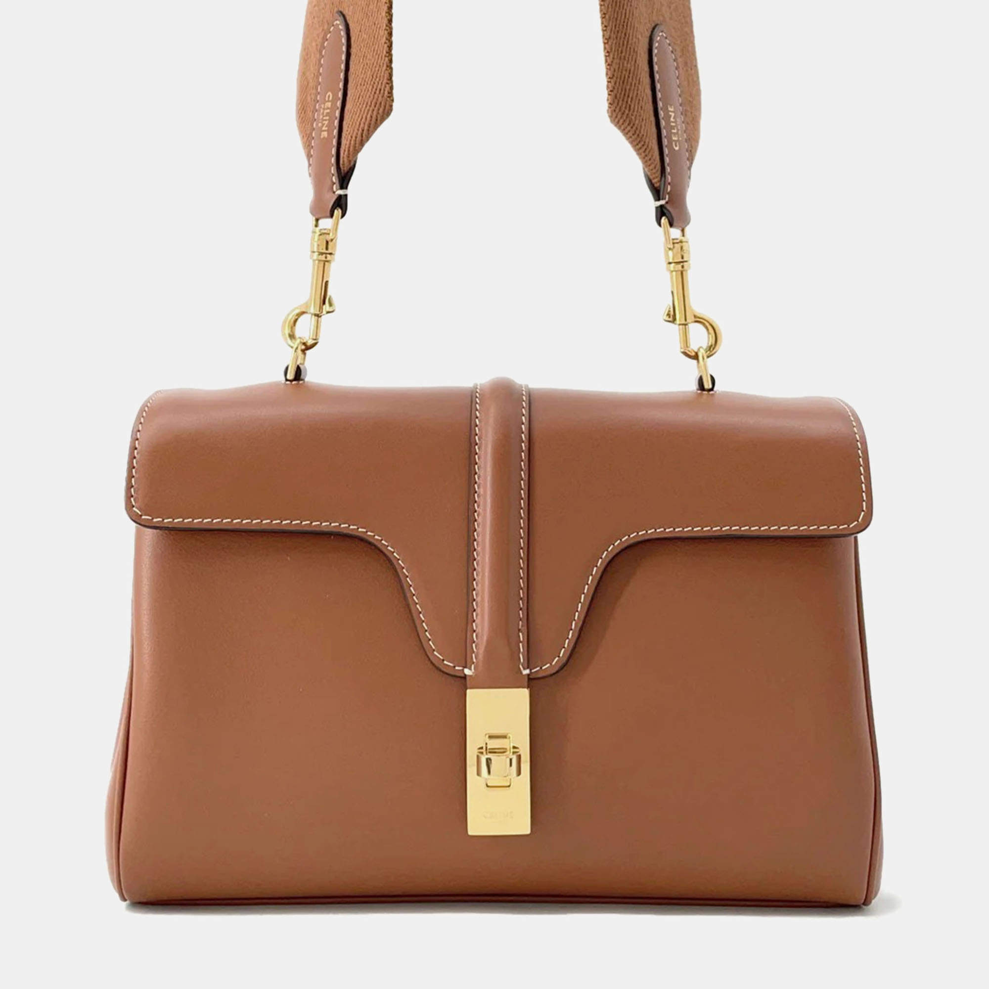 Pre Owned Celine Teen Soft 16 Tan Leather Shoulder Bag