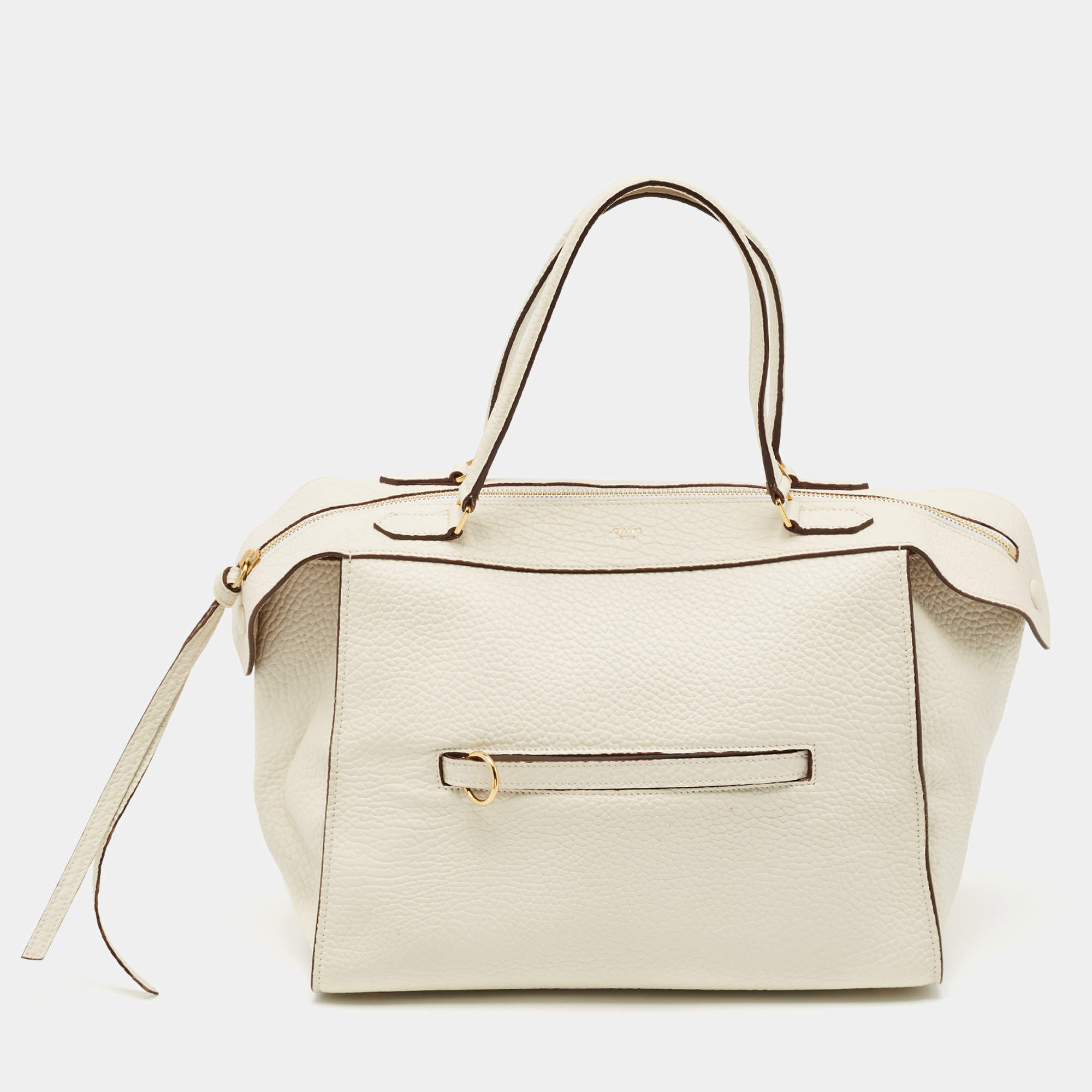 Pre Owned Celine White Leather Small Ring Satchel