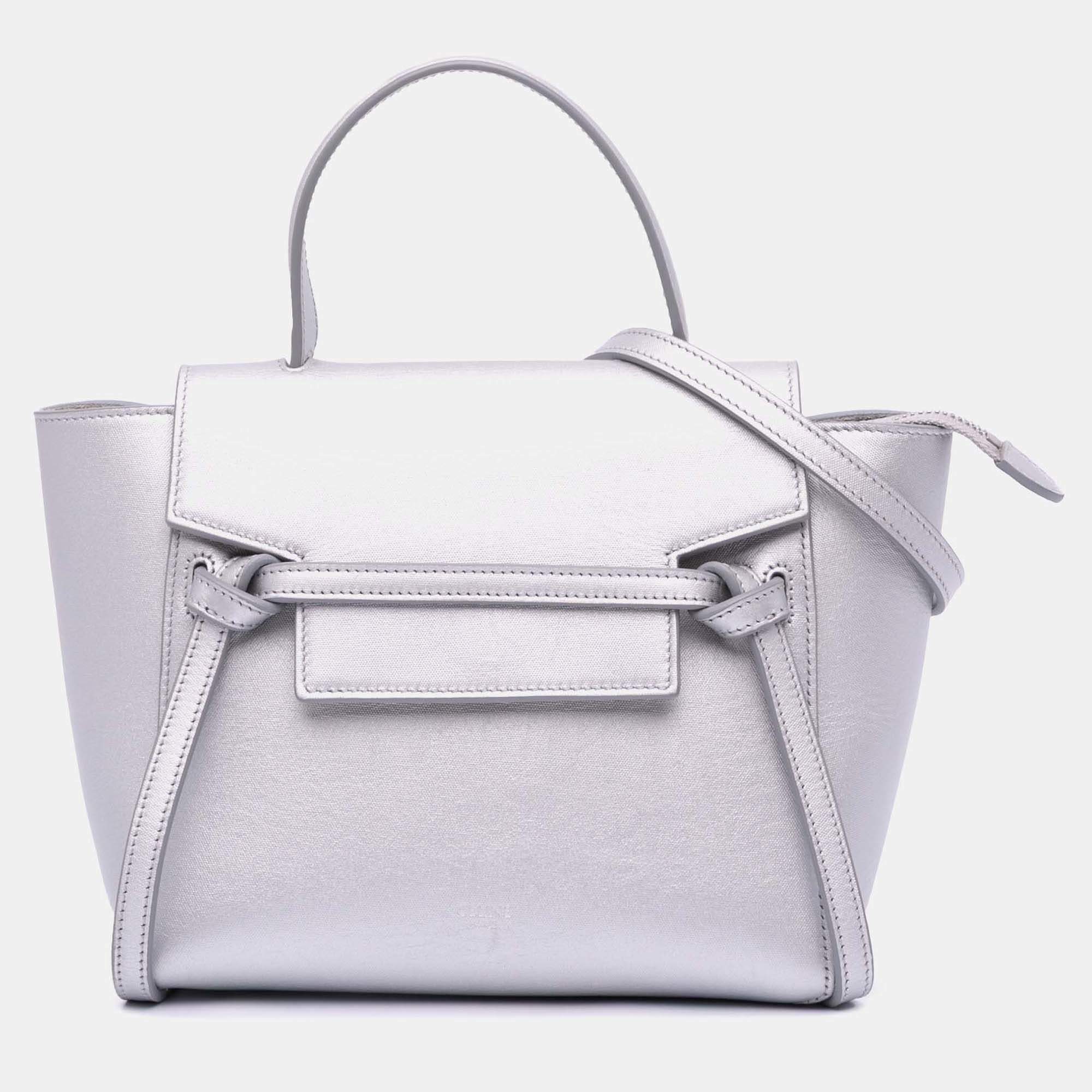 Pre Owned Celine Grey Nano Laminated Calfskin Belt Bag