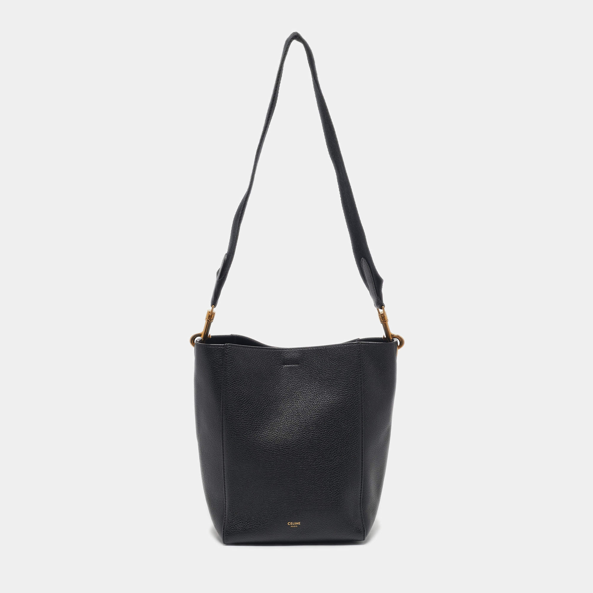 Pre Owned Celine Black Leather Small Sangle Bucket Bag