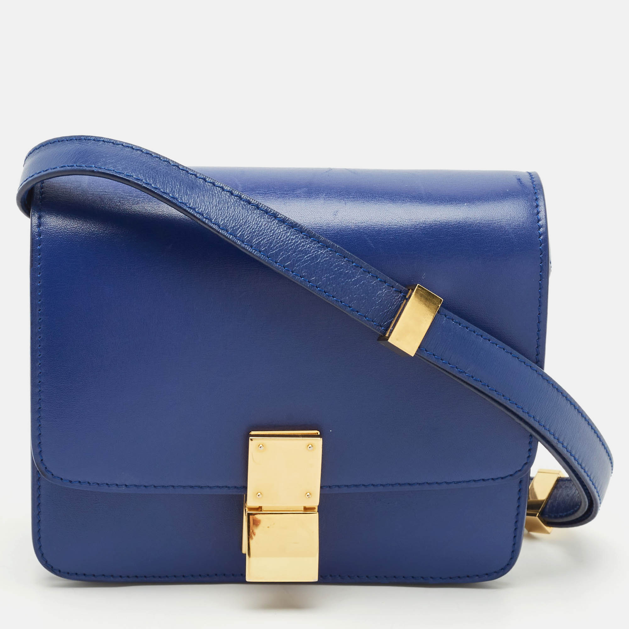 Pre Owned Celine Blue Leather Small Classic Box Flap Bag