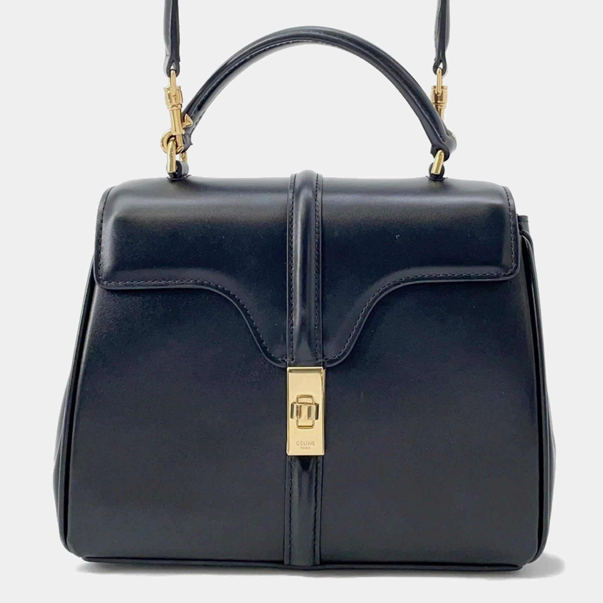 Pre Owned Celine 16 Mini Black Leather Handbag