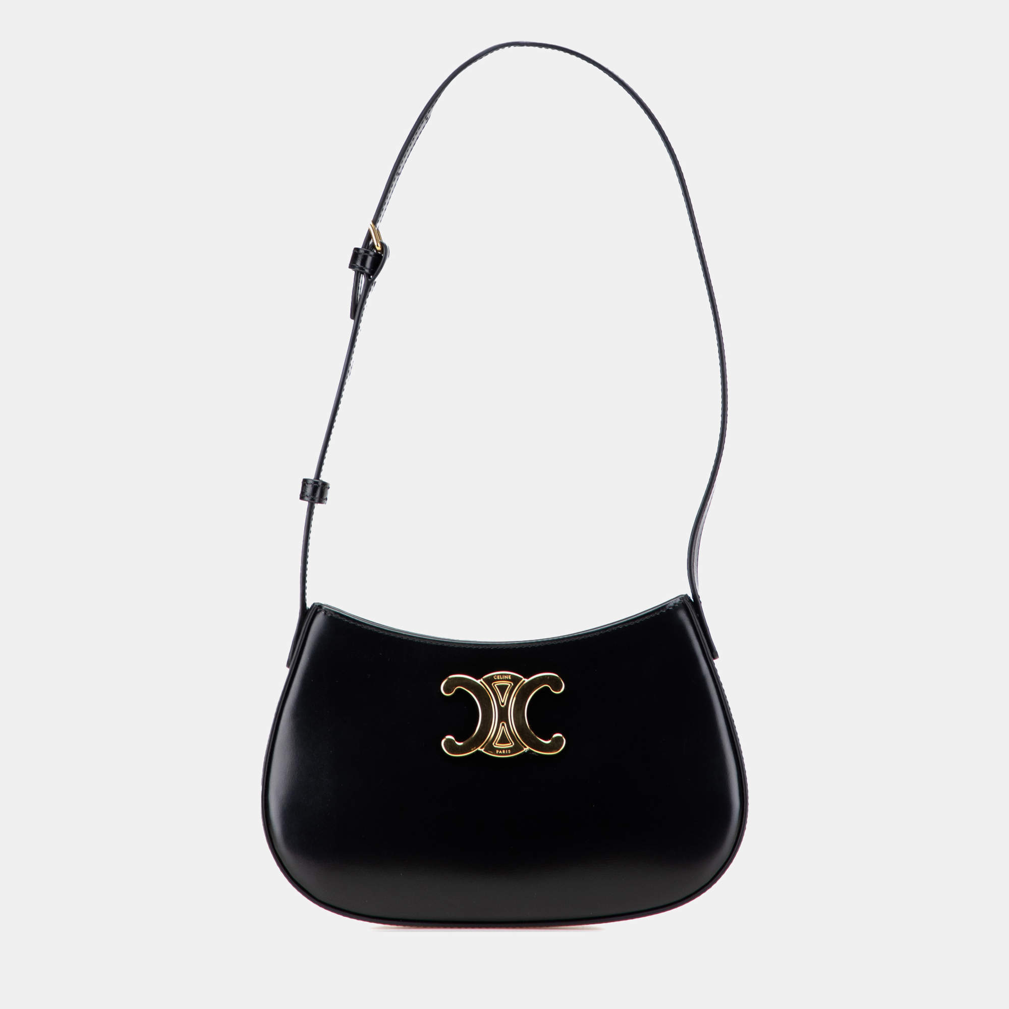 Pre Owned Celine Black Medium Shiny Calfskin Tilly Shoulder Bag