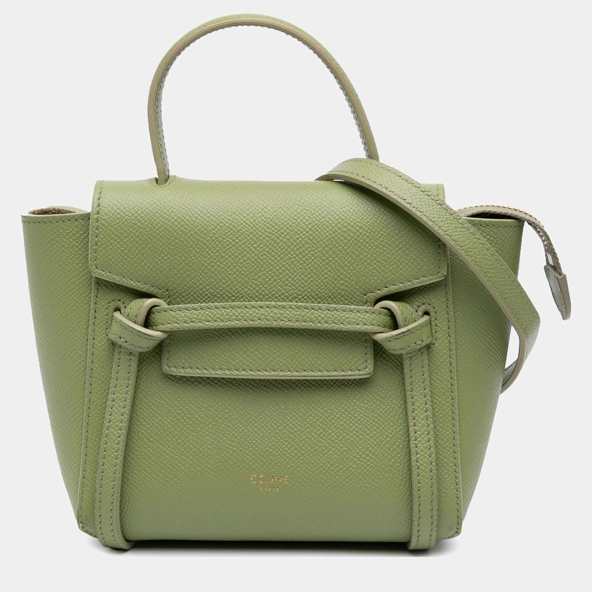 Pre Owned Celine Green Pico Grained Calfskin Belt Bag