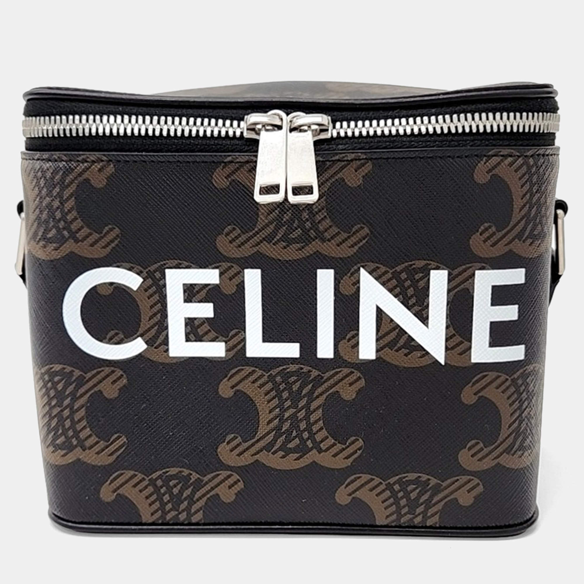 Pre Owned Celine Black Brown Canvas and Leather Triumph Mini Box Bag