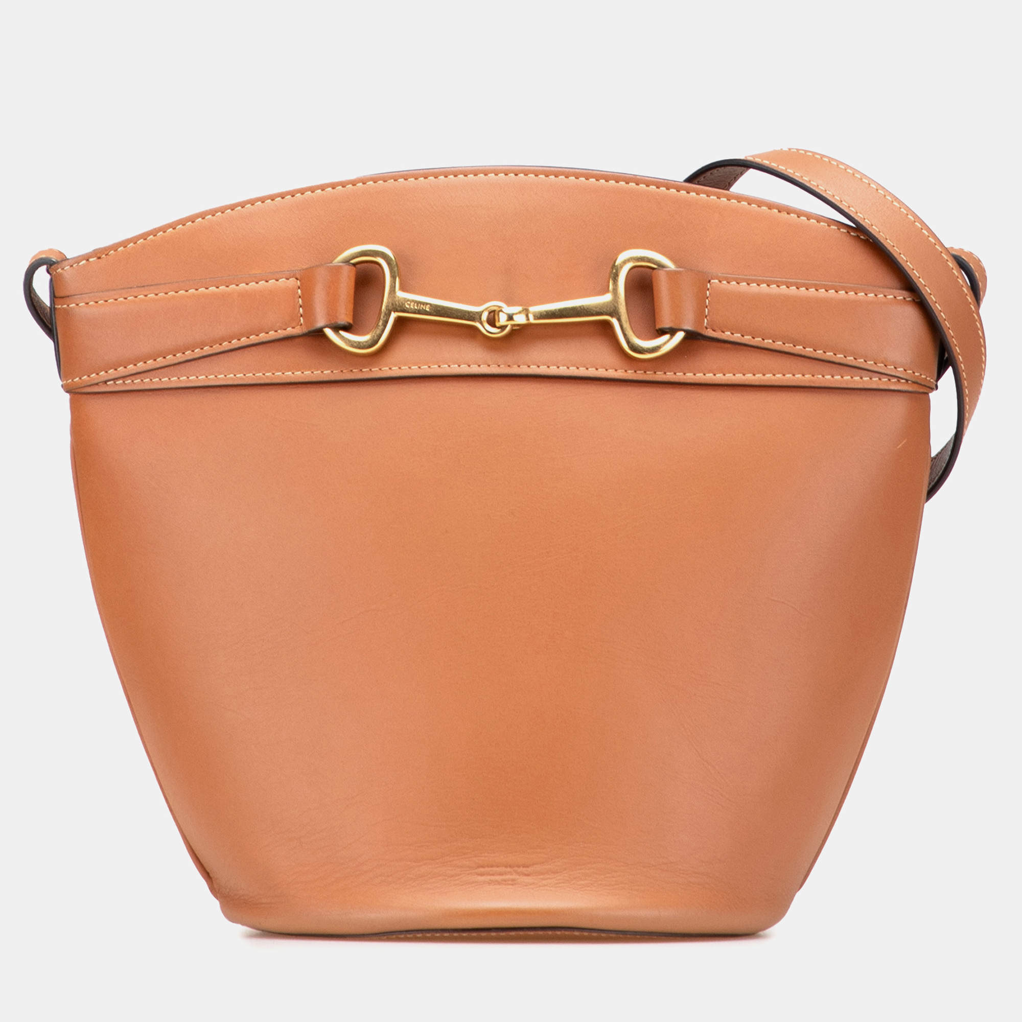 Pre Owned Celine Brown Leather Crecy Bucket Bag