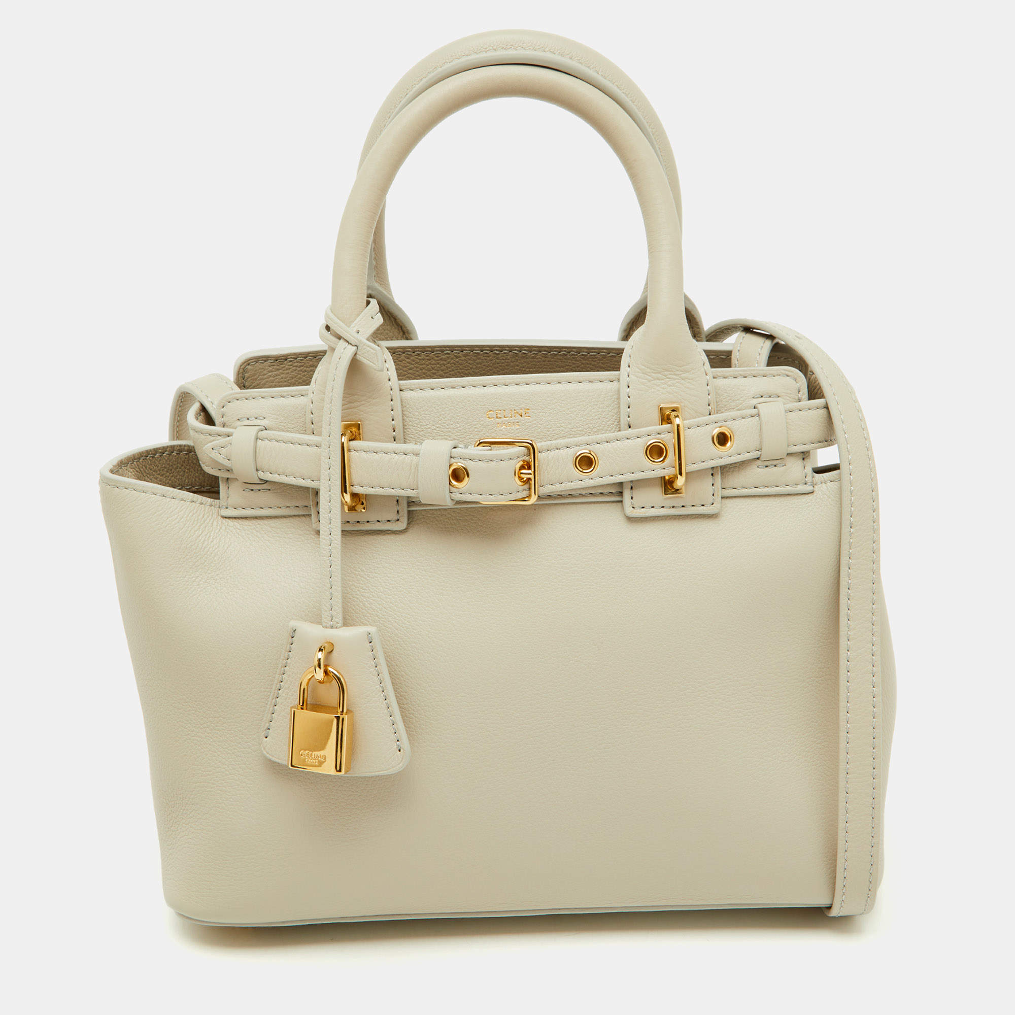 Pre Owned Celine Light Grey Leather Teen Conti Bag
