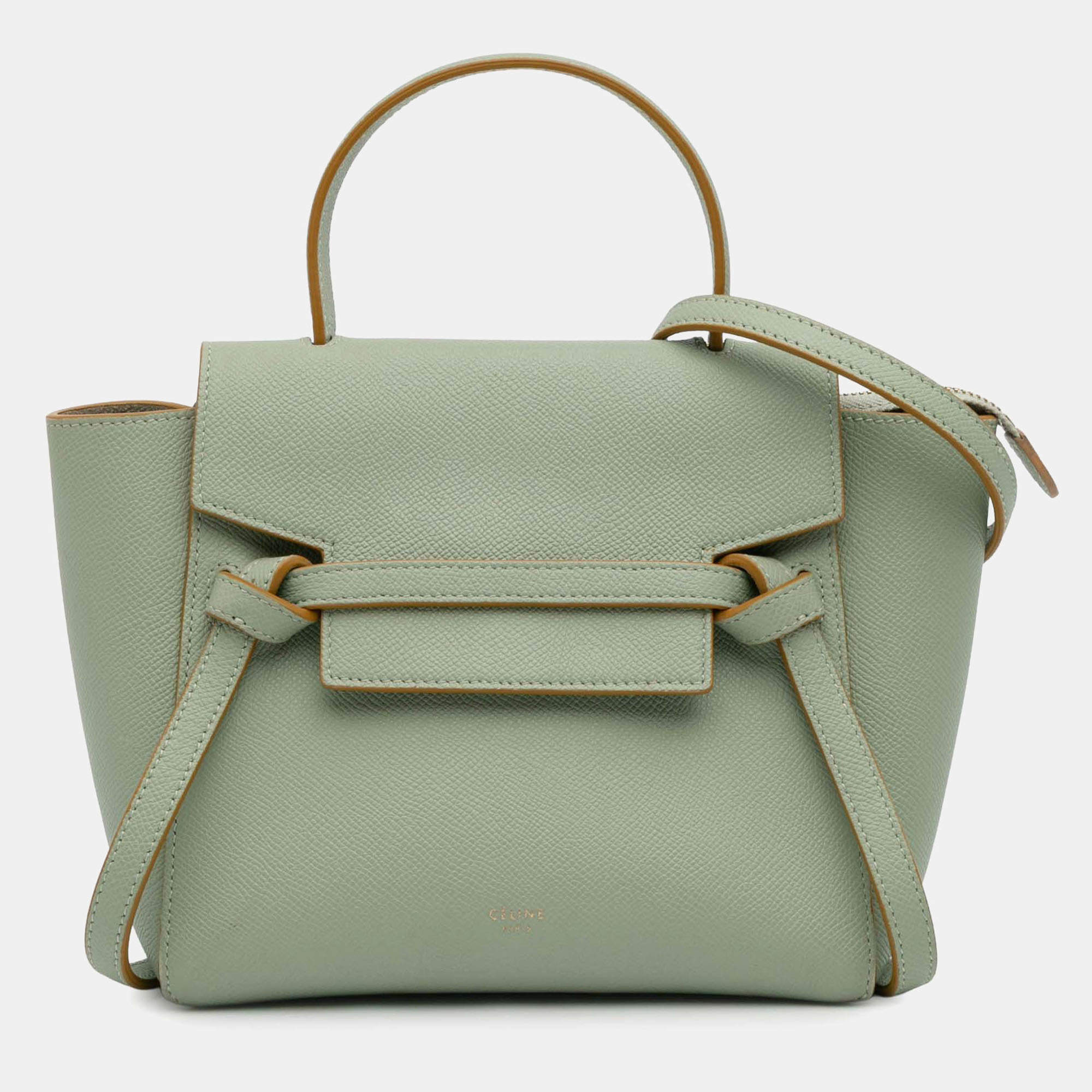 Pre Owned Celine Green Nano Grained Calfskin Belt Bag