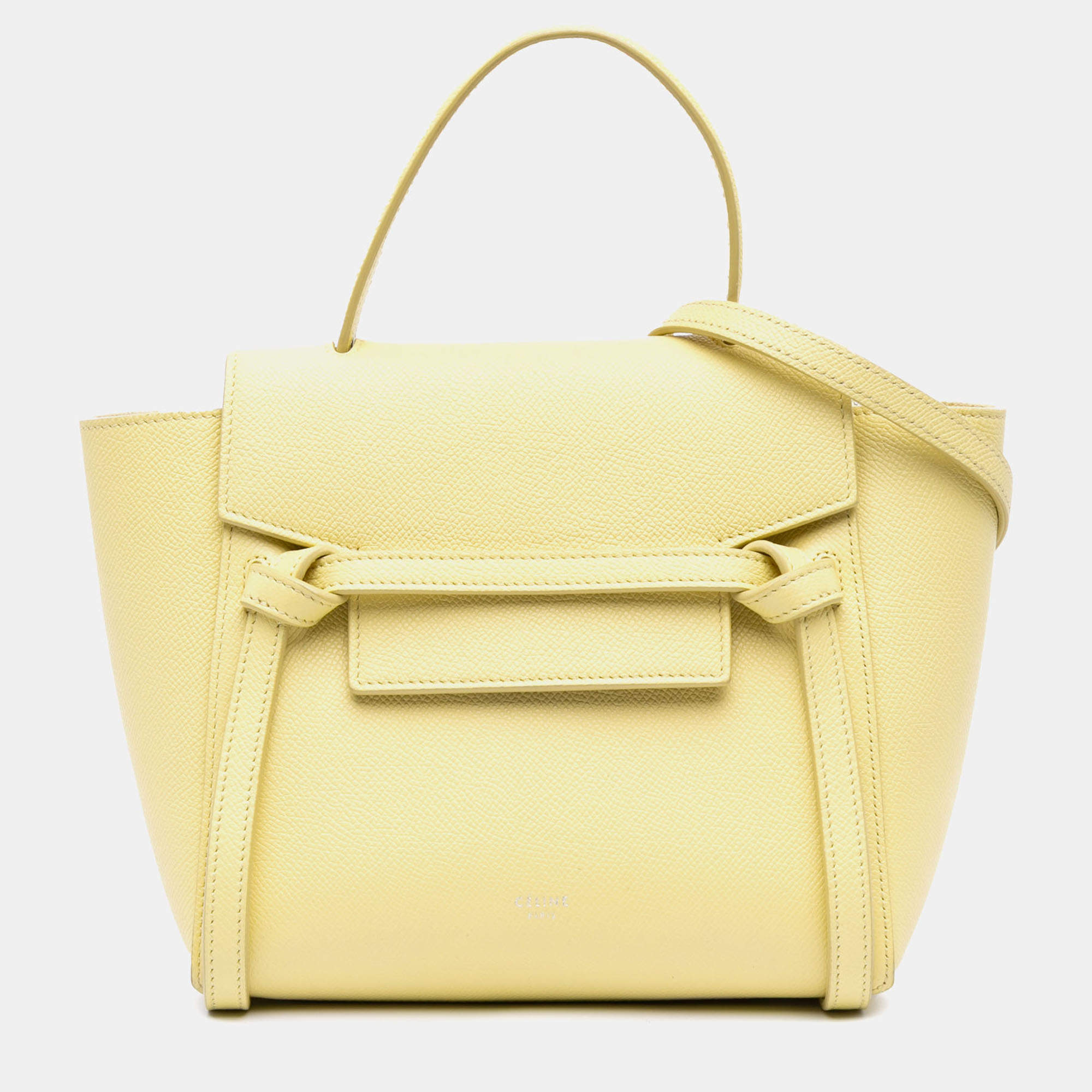 Pre Owned Celine Yellow Nano Grained Calfskin Belt Bag