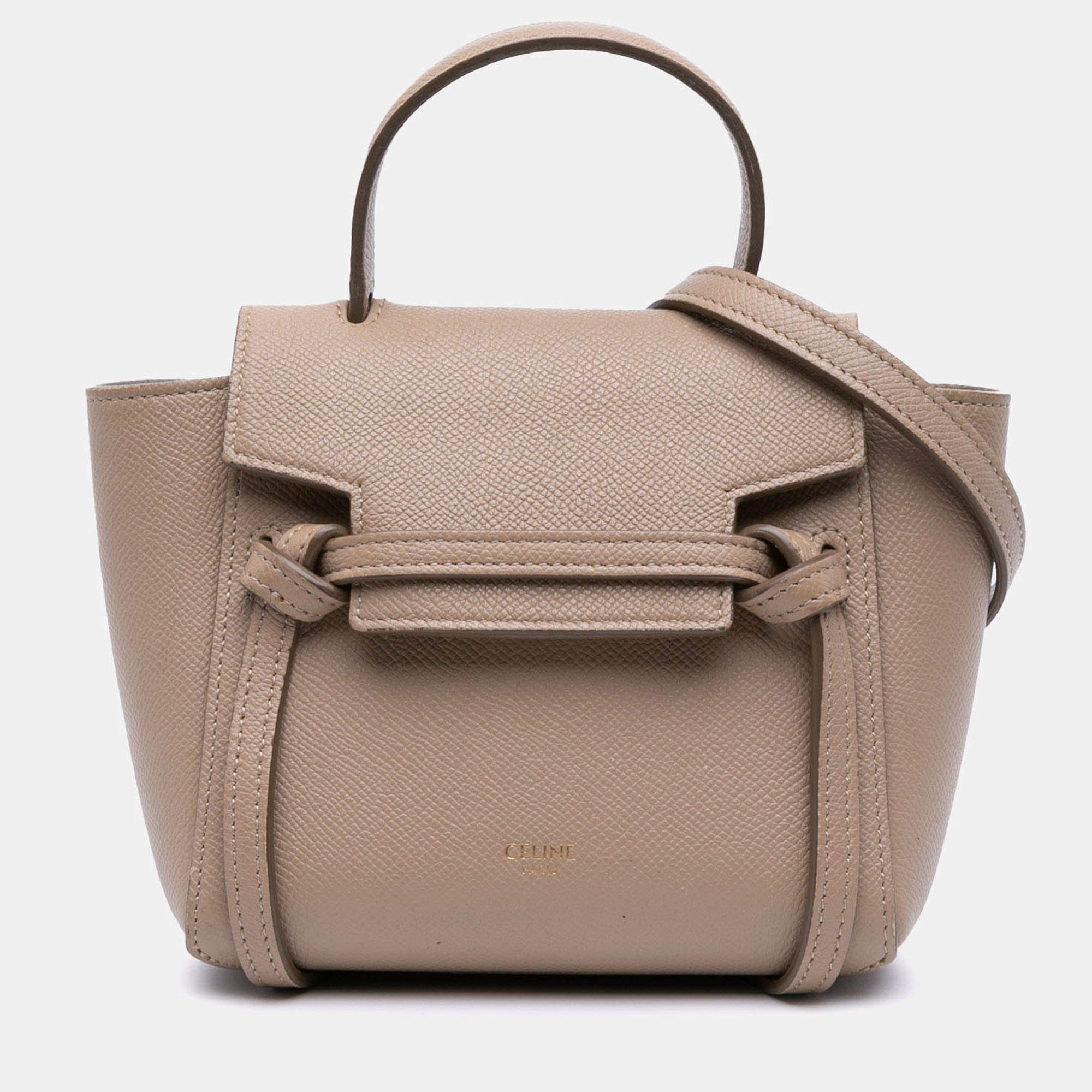 Pre Owned Celine Brown Pico Grained Calfskin Belt Bag