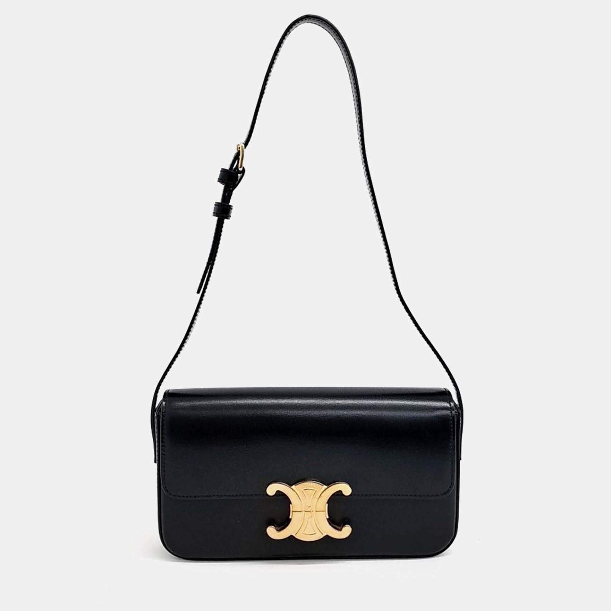 Pre Owned Celine Black Leather Triumph shoulder bag