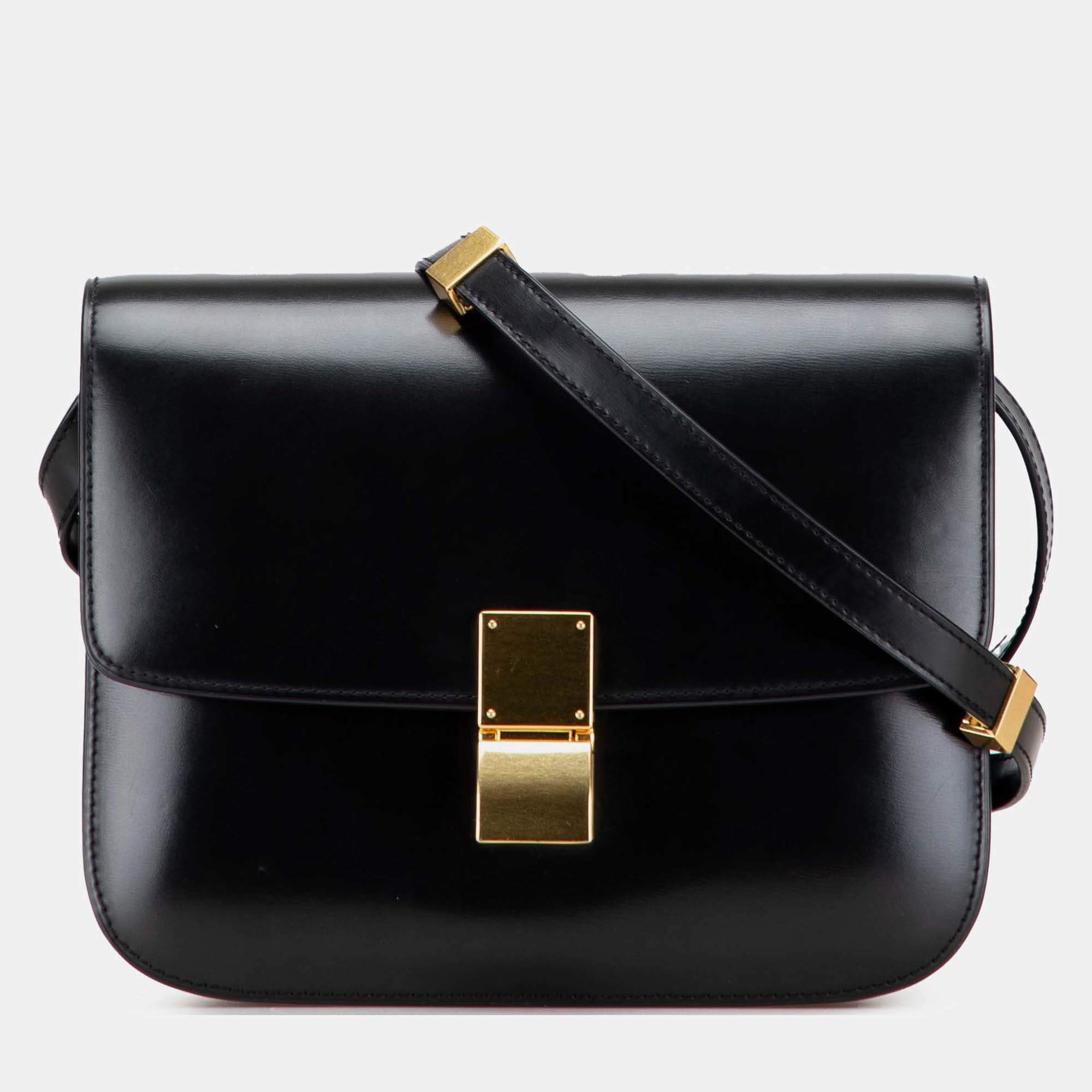 Pre Owned Celine Black Medium Calfskin Classic Box