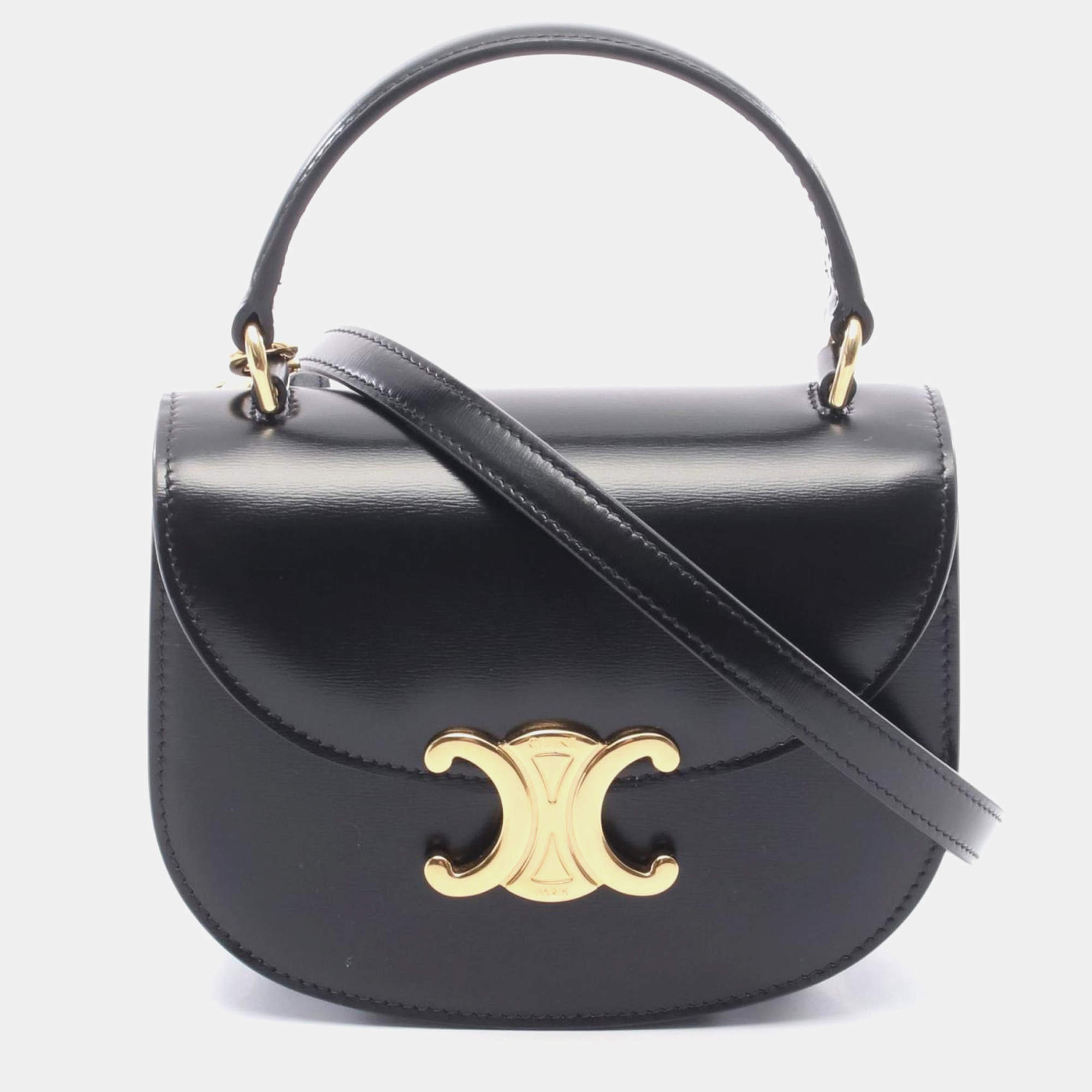 Pre Owned Celine Besace Mini Black Leather Shoulder Bag