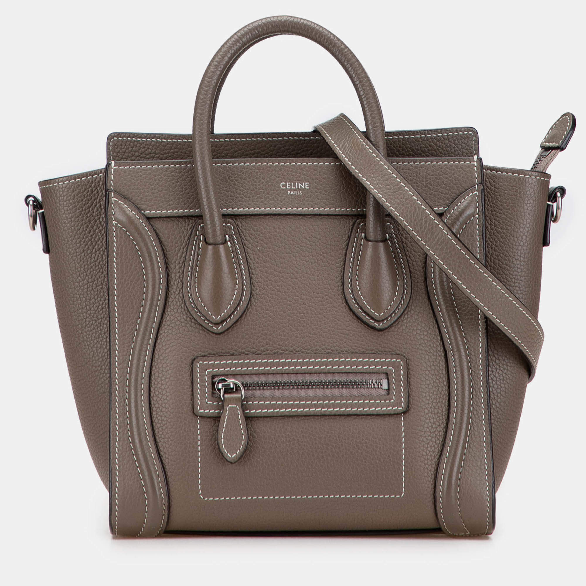 Pre Owned Celine Brown Nano Leather Luggage Tote