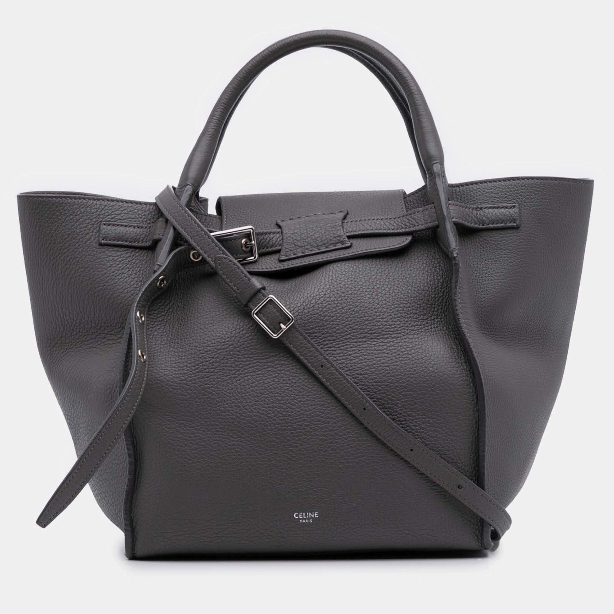 Pre Owned Celine Grey Small Grained Calfskin Big Bag