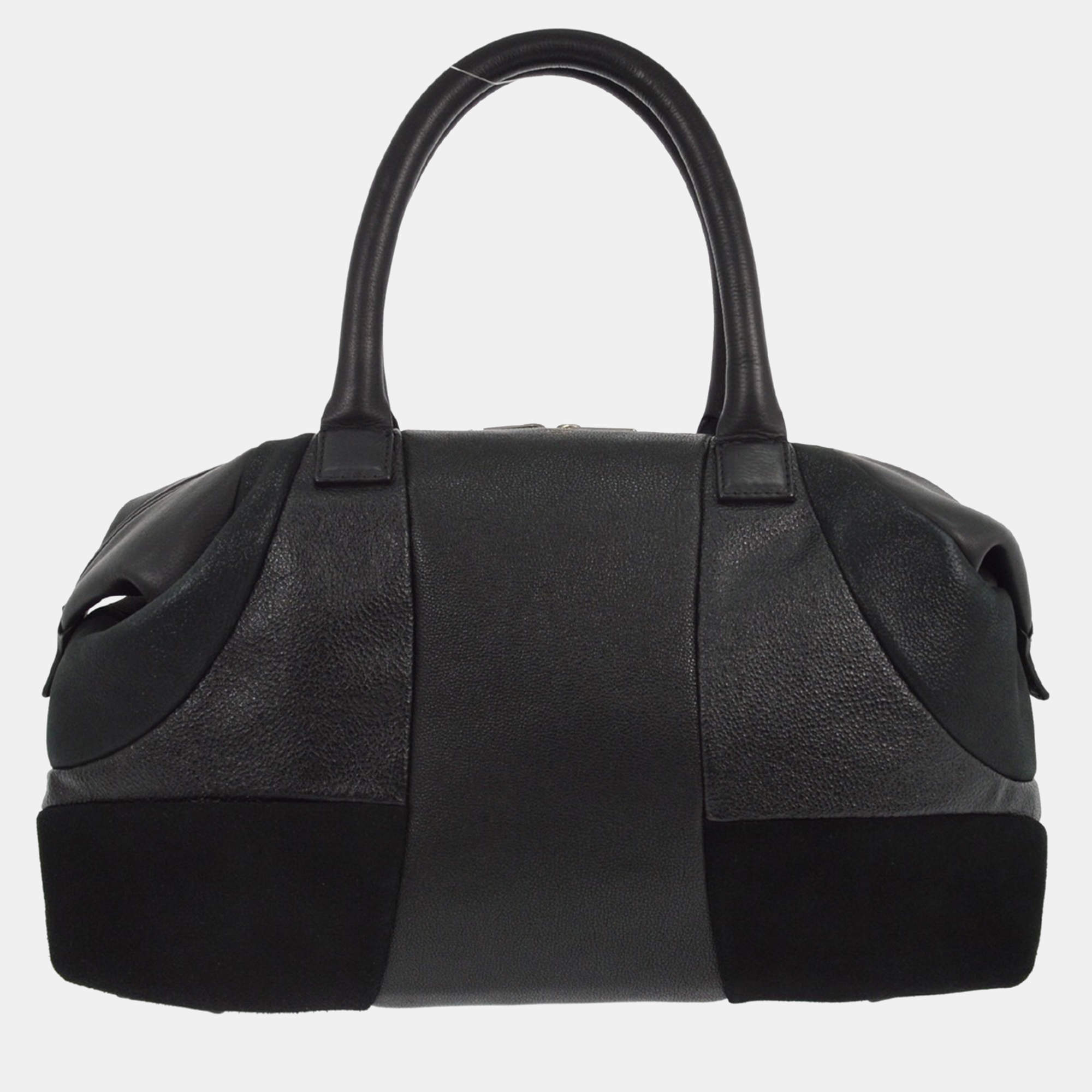 Pre Owned Celine Black Suede Leather Duffle Bag