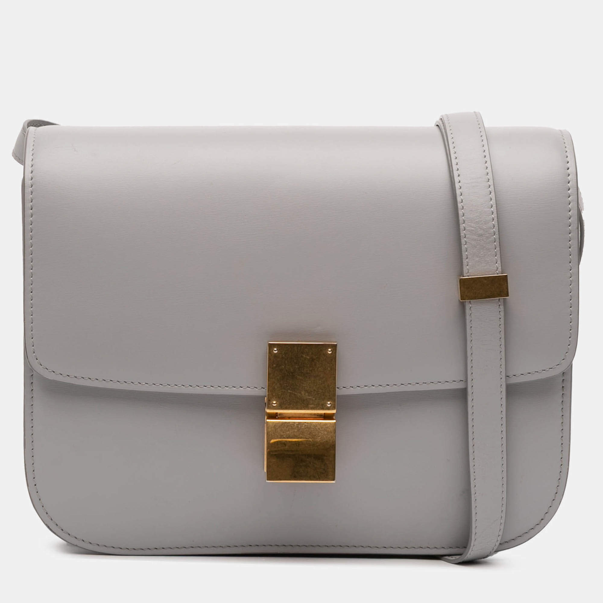 Pre Owned Celine Grey Medium Calfskin Classic Box