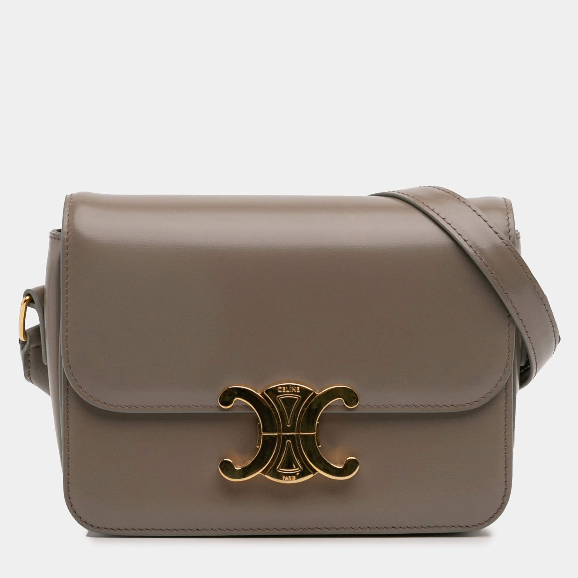 Pre Owned Celine Brown Teen Shiny Calfskin Triomphe Crossbody