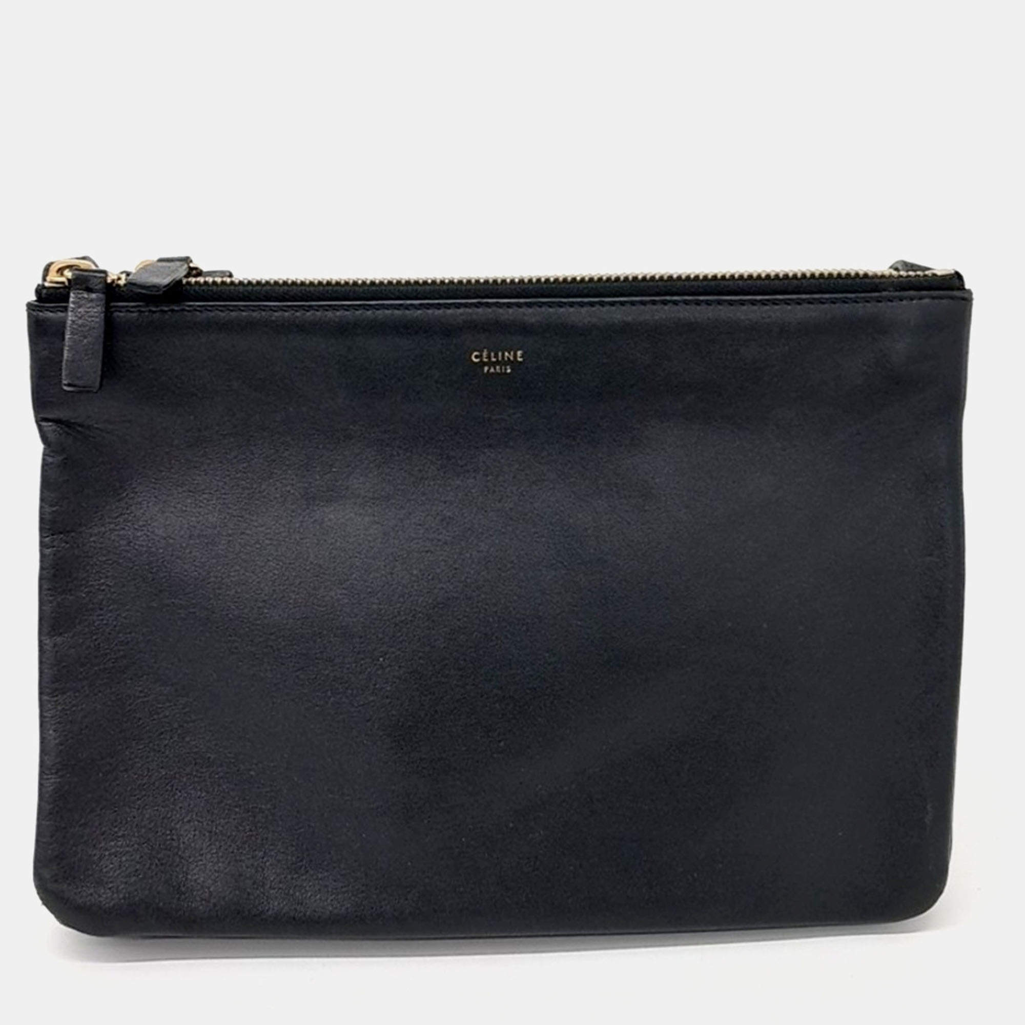 Pre Owned Celine Black Leather Trio Bag
