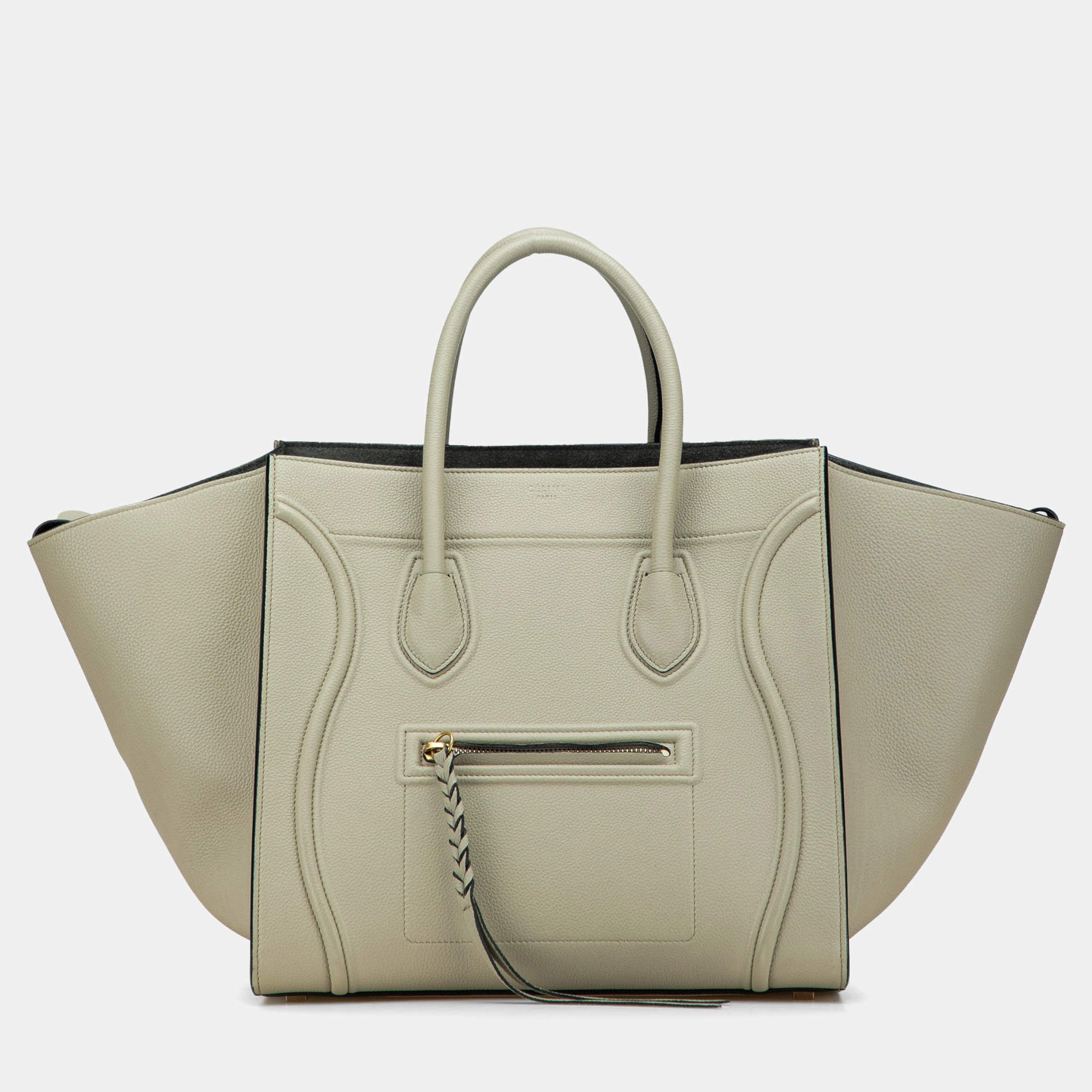 Pre Owned Celine Green Medium Leather Luggage Phantom Tote