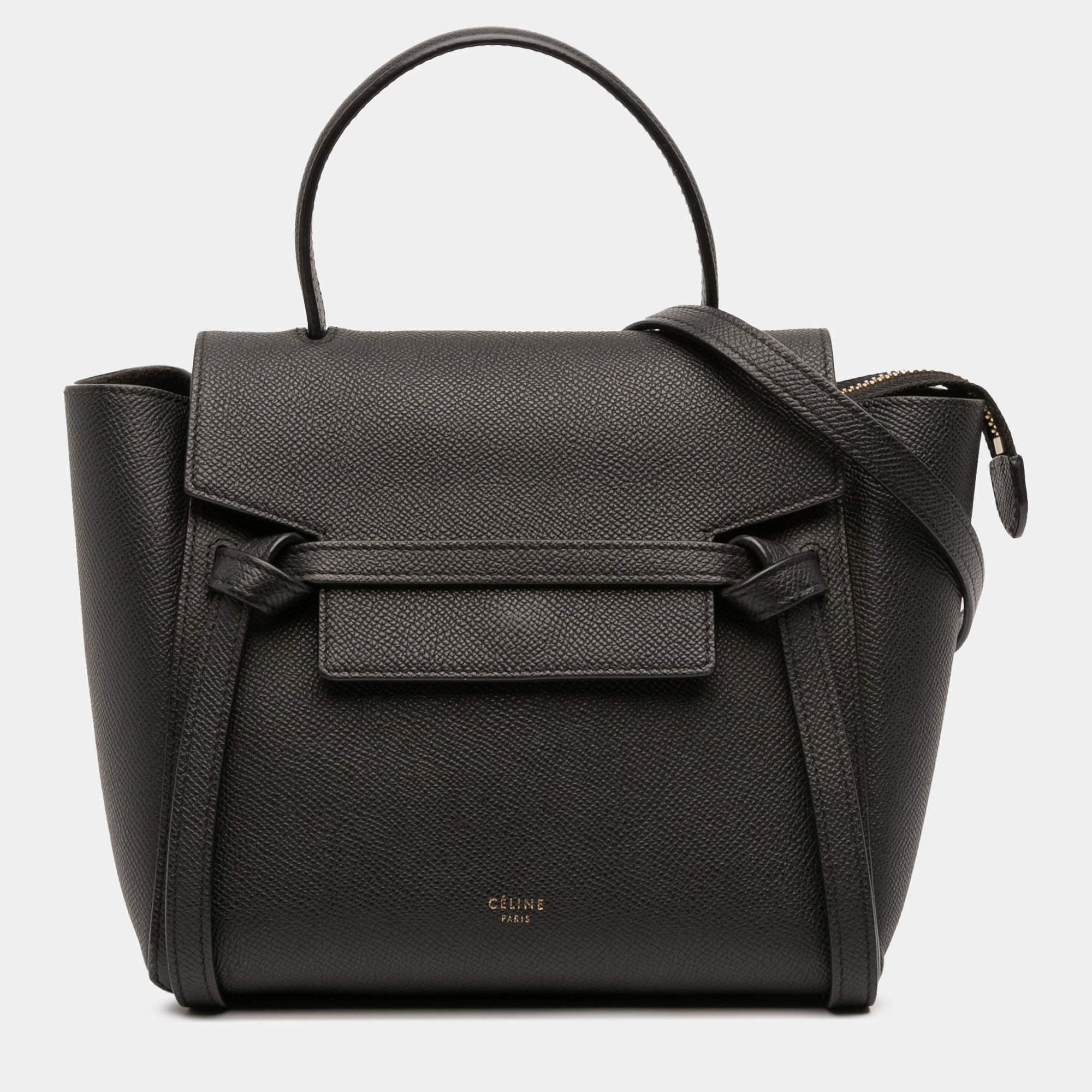 Pre Owned Celine Black Nano Grained Calfskin Belt Bag