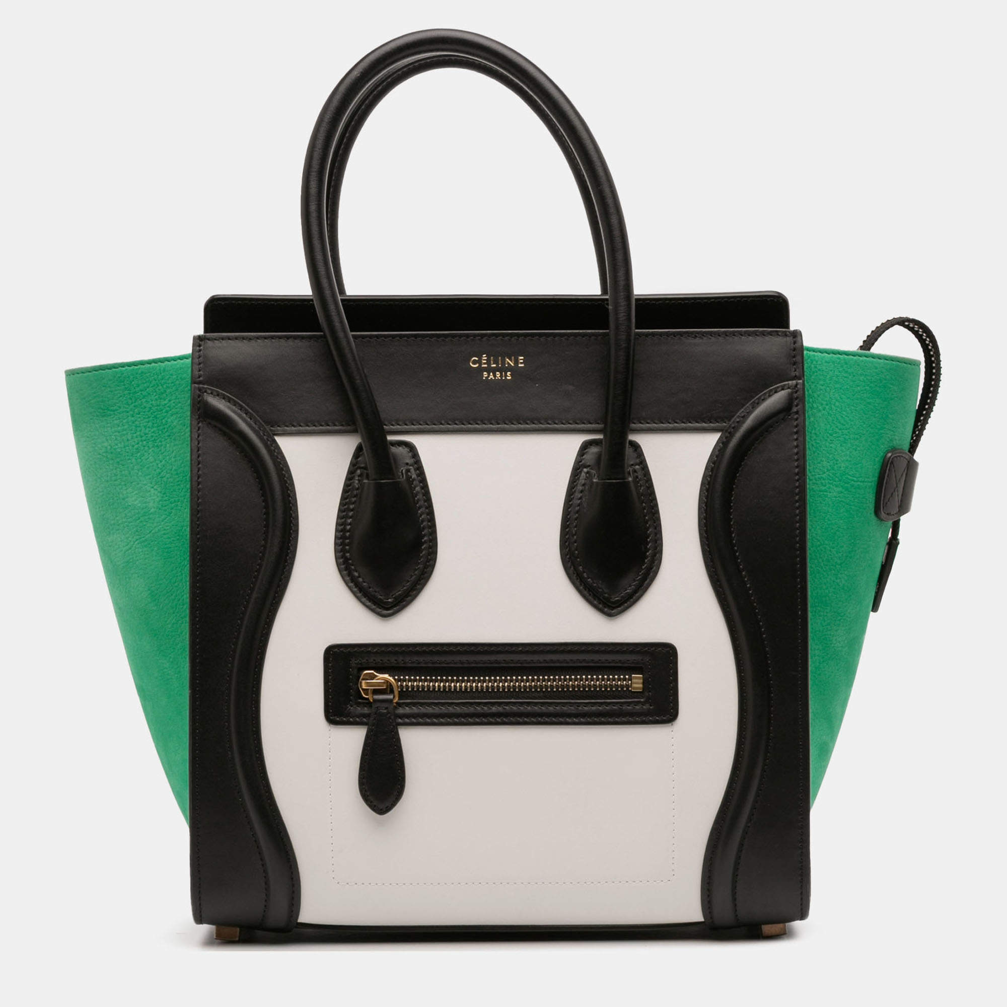 Pre Owned Celine Multicolor Micro Tricolor Nubuck and Calfskin Luggage Tote