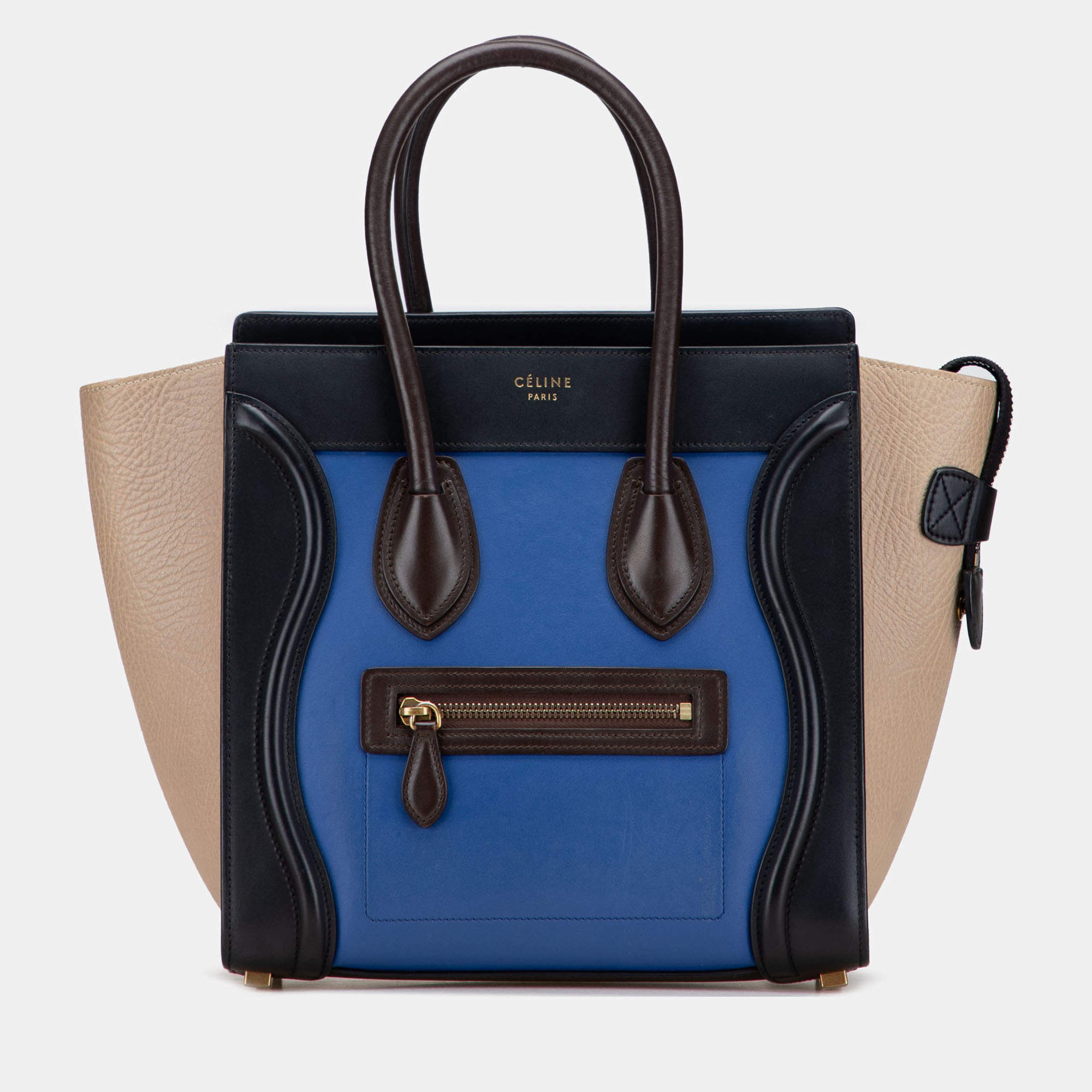 Pre Owned Celine Multicolor Micro Tricolor Leather Luggage Tote