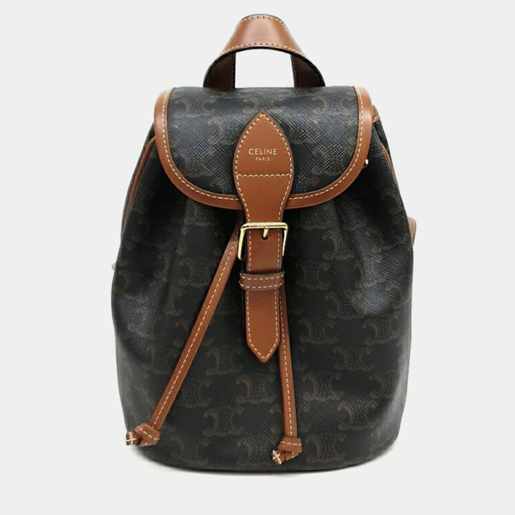 Pre Owned Celine Canvas and Leather Celine Brown Folco Mini Backpack