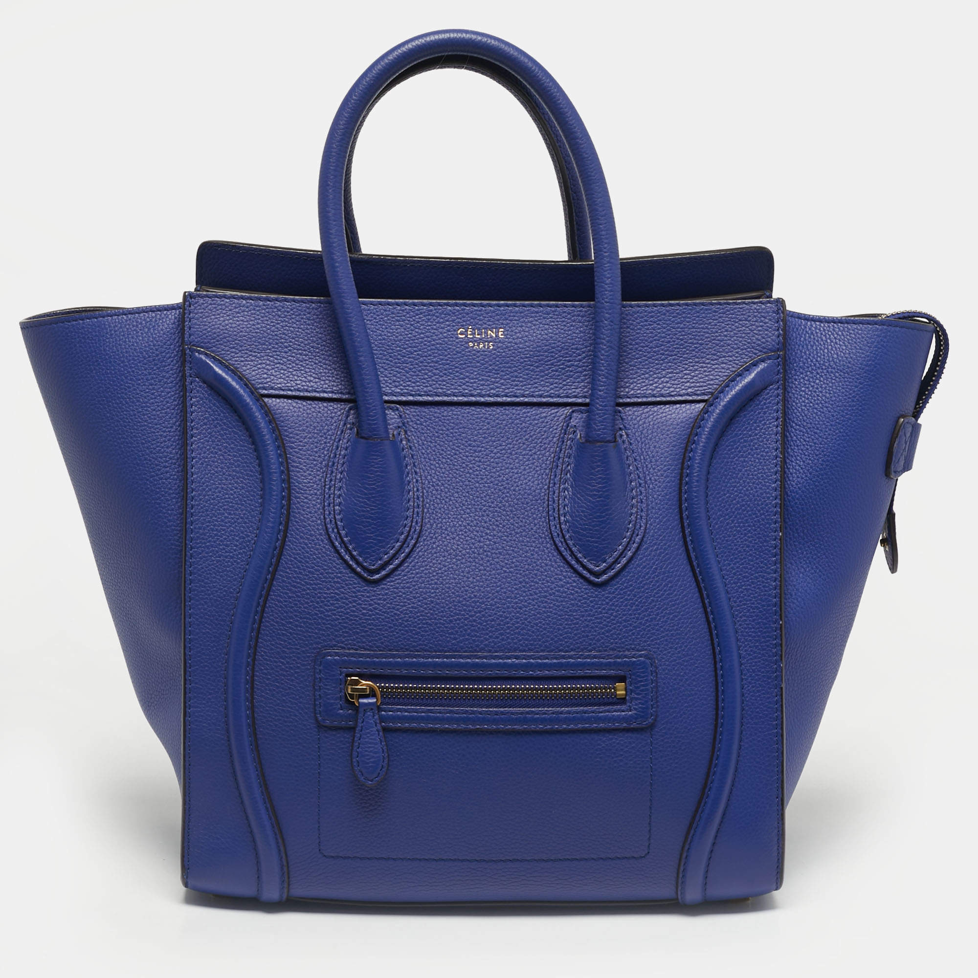 Pre Owned Celine Blue Leather Mini Luggage Tote