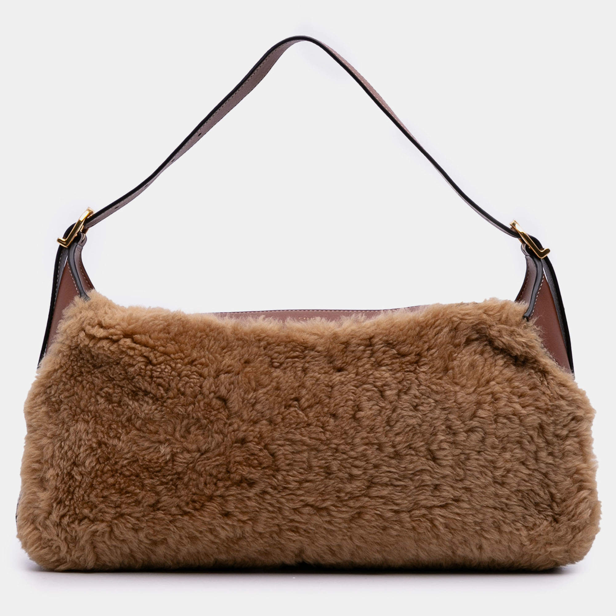 Pre Owned Celine Brown Shearling and Leather Romy Shoulder Bag
