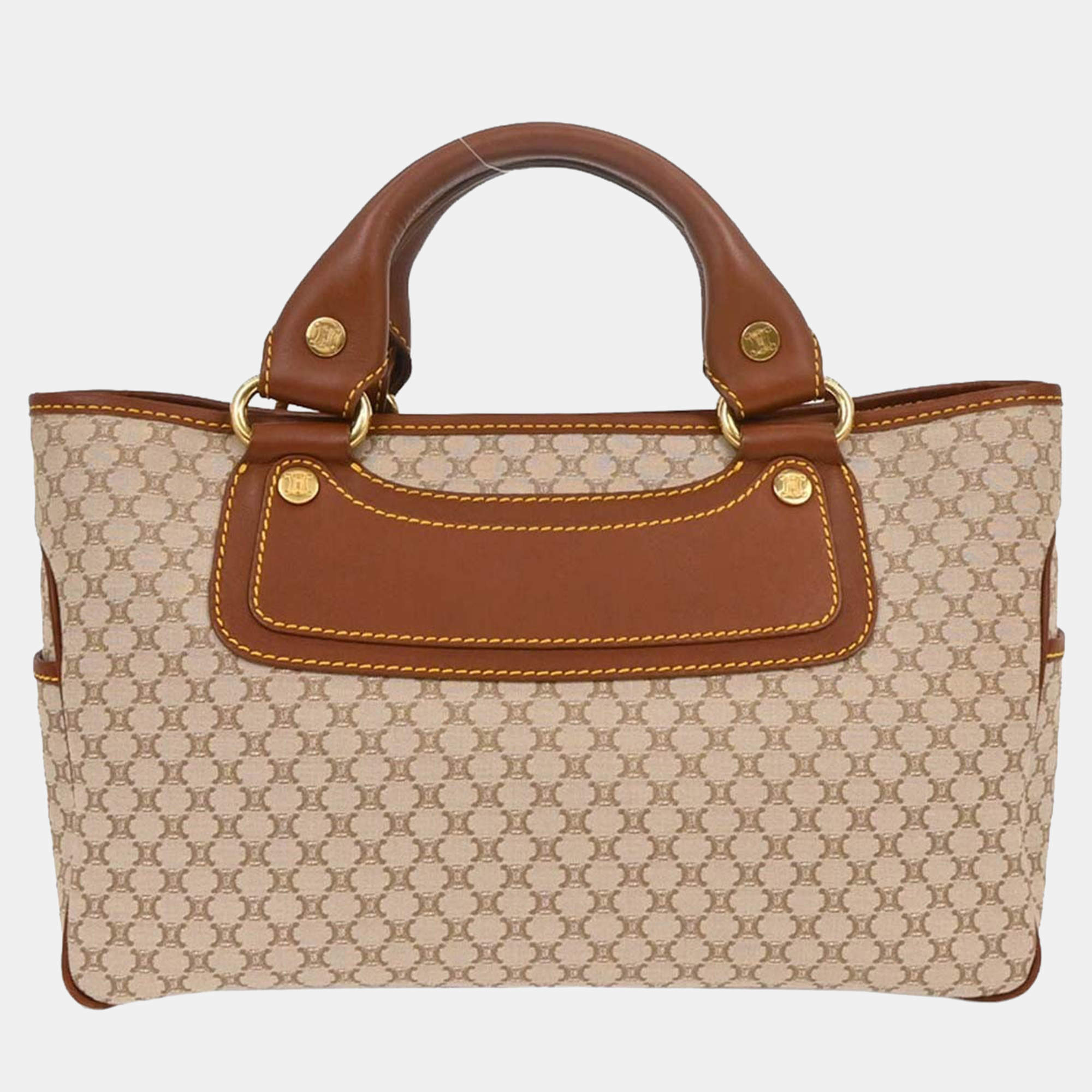 Pre Owned Celine Beige Canvas Macadam Boogie Tote Handbag