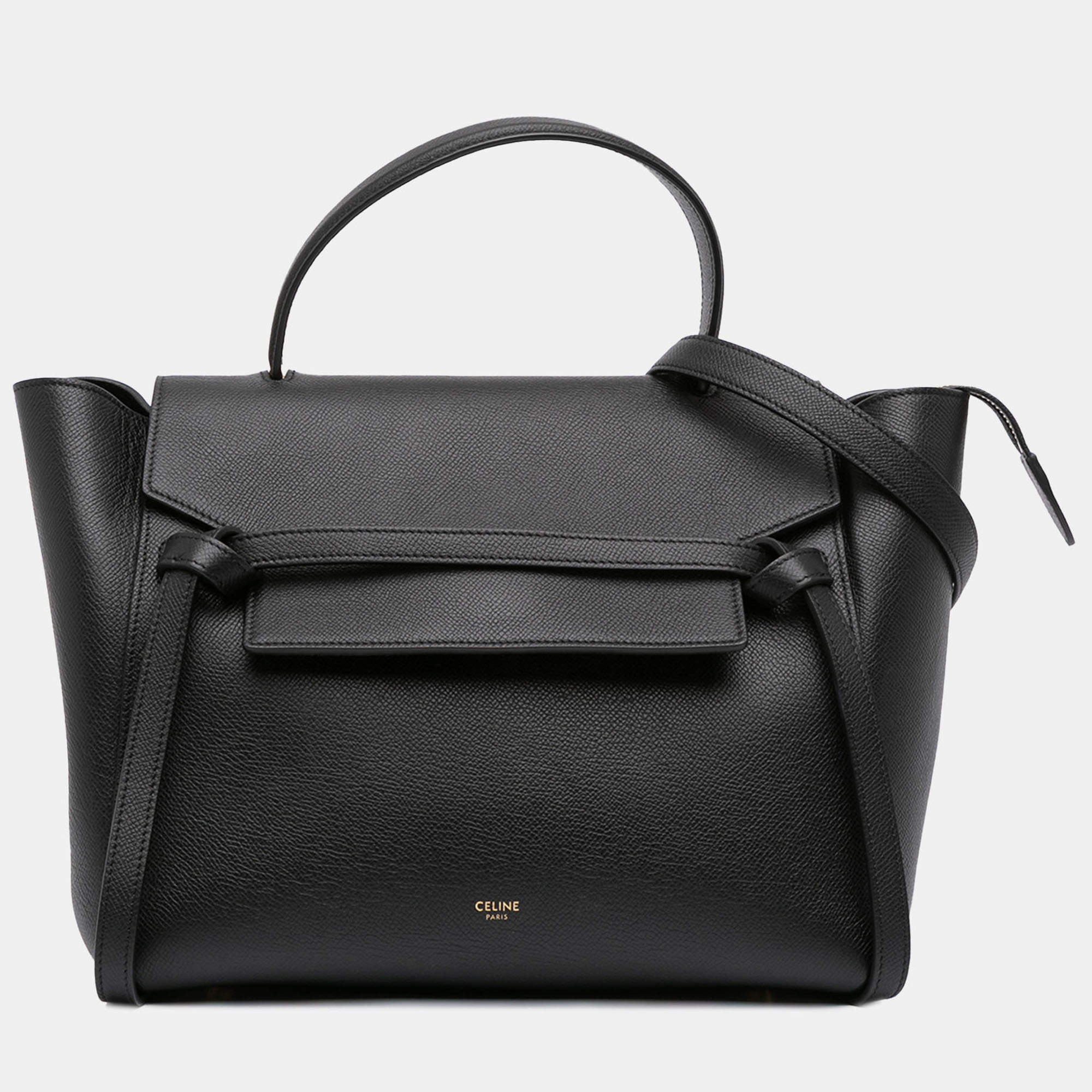 Pre Owned Celine Black Mini Grained Calfskin Belt Bag