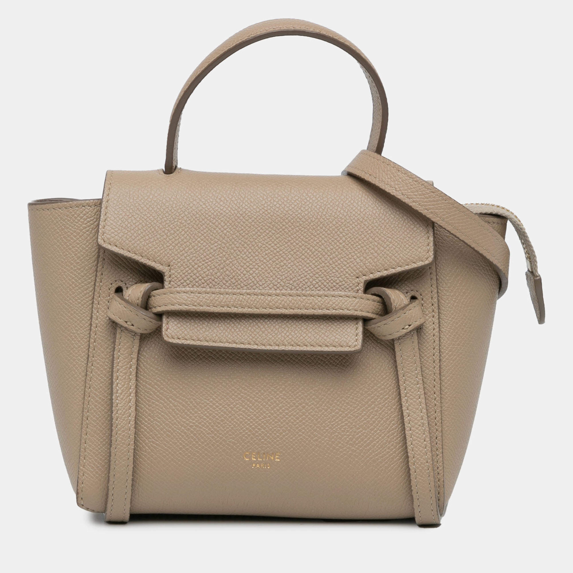 Pre Owned Celine Beige Pico Grained Calfskin Belt Bag