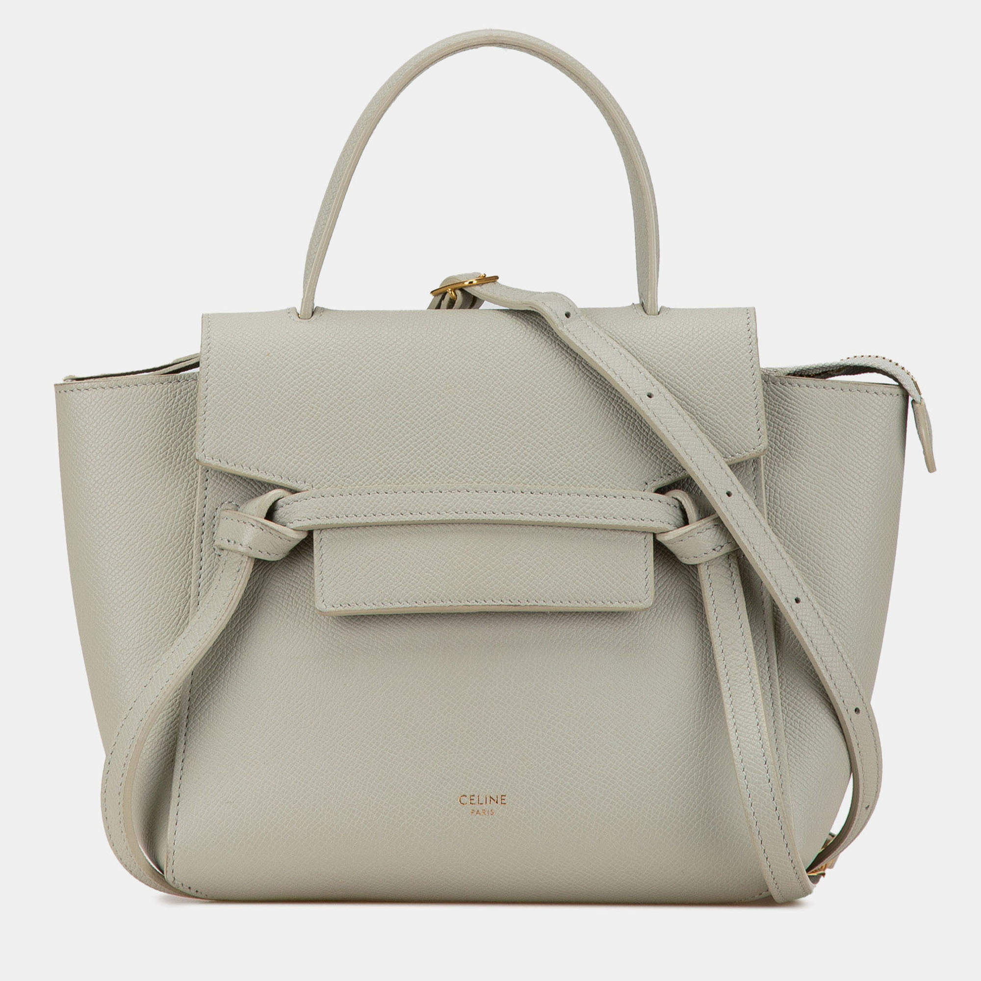 Pre Owned Celine White Nano Grained Calfskin Belt Bag