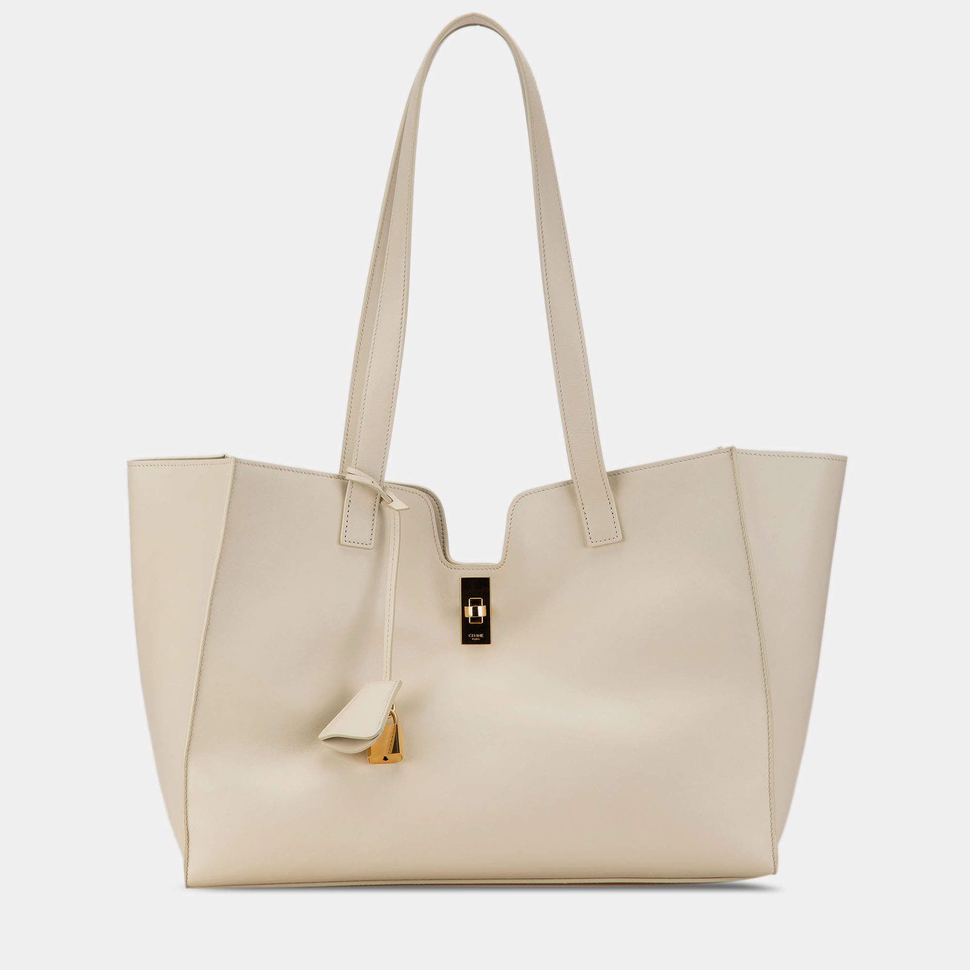 Pre Owned Celine White Smooth Calfskin Soft 16 Cabas